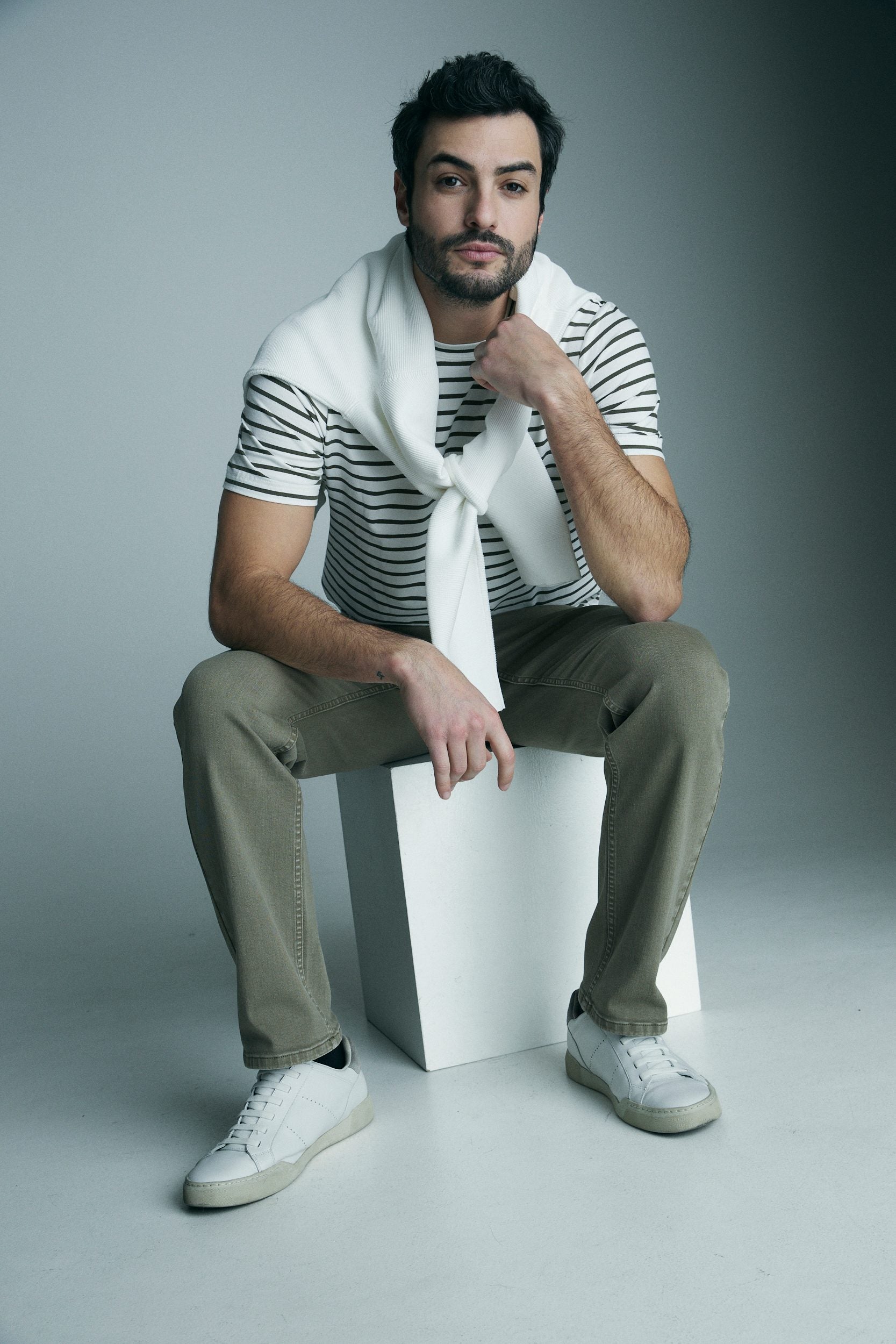 T-shirt à rayures col rond