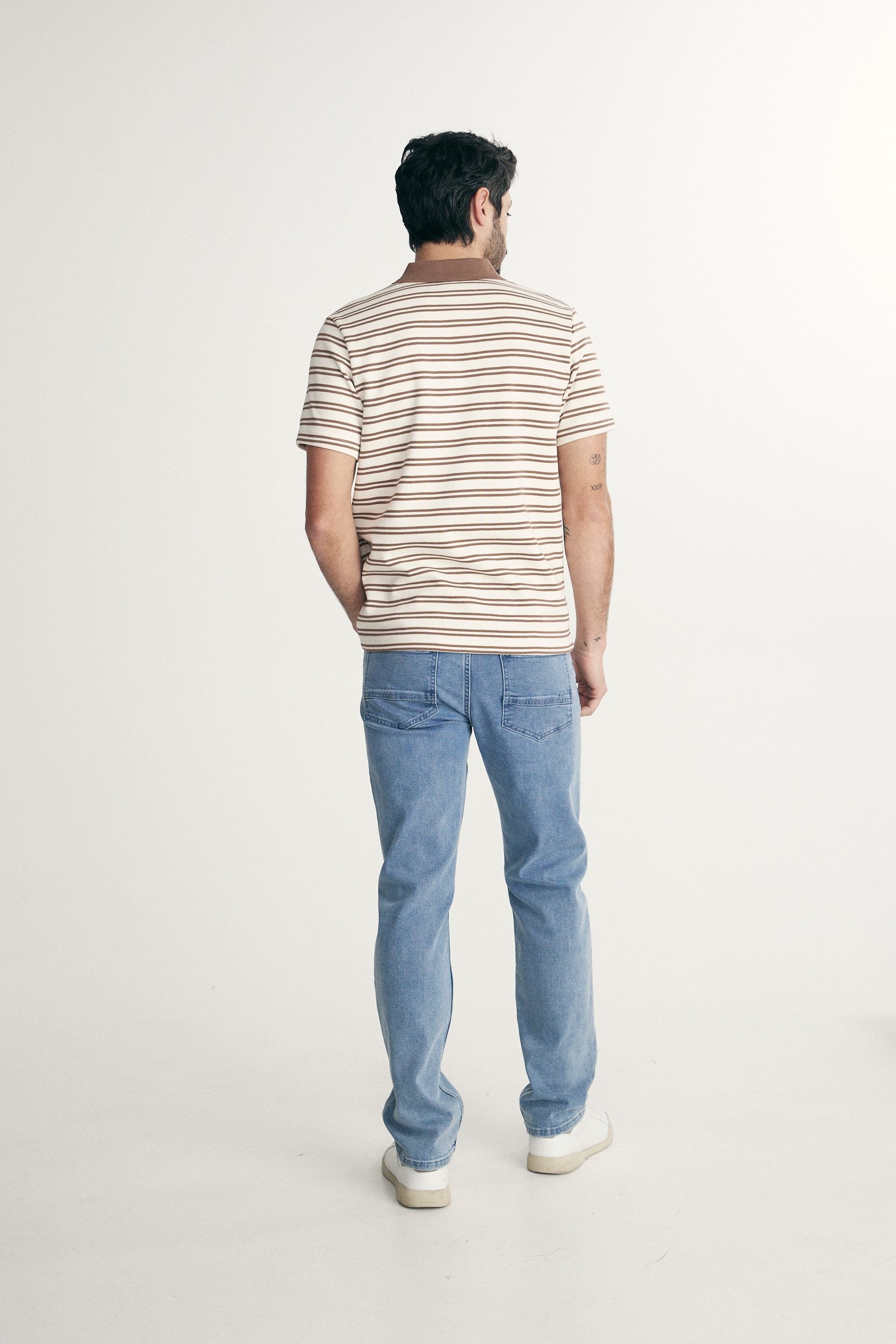 Textured striped polo