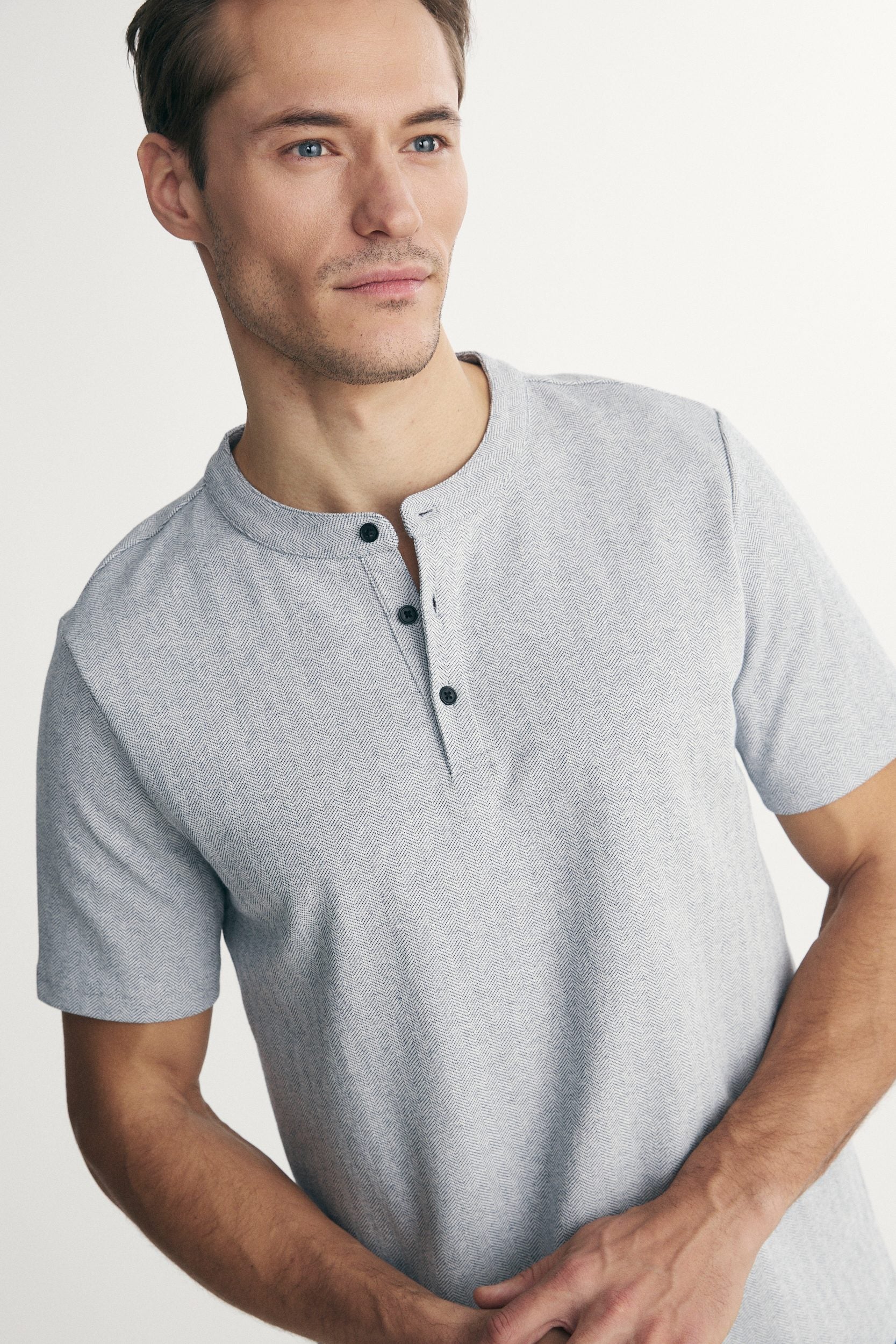 Textured henley t-shirt