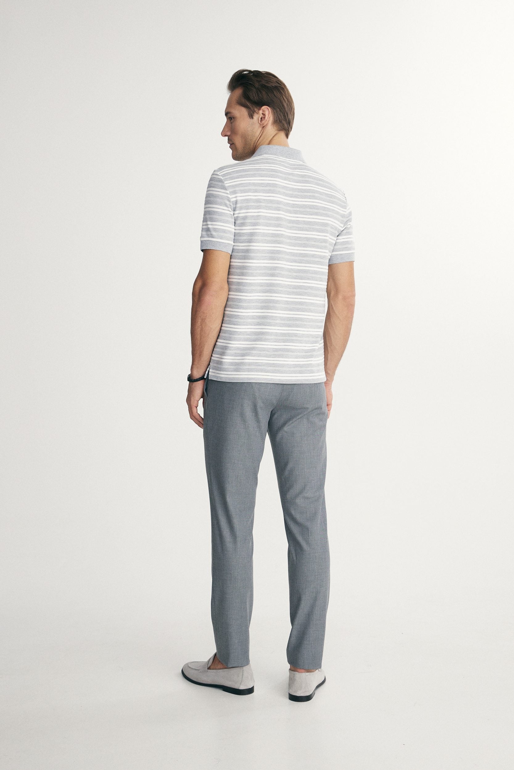 Textured striped polo