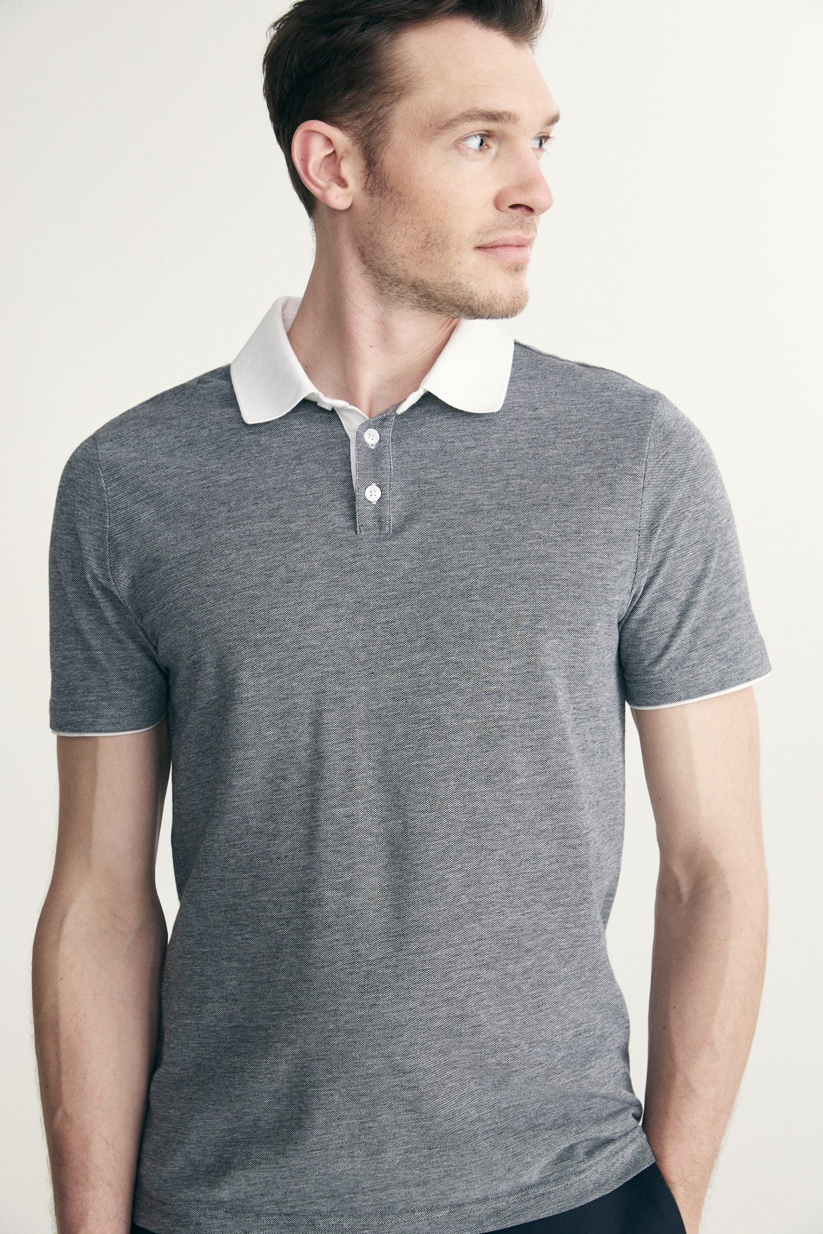 Polo avec col côtelé contrasté