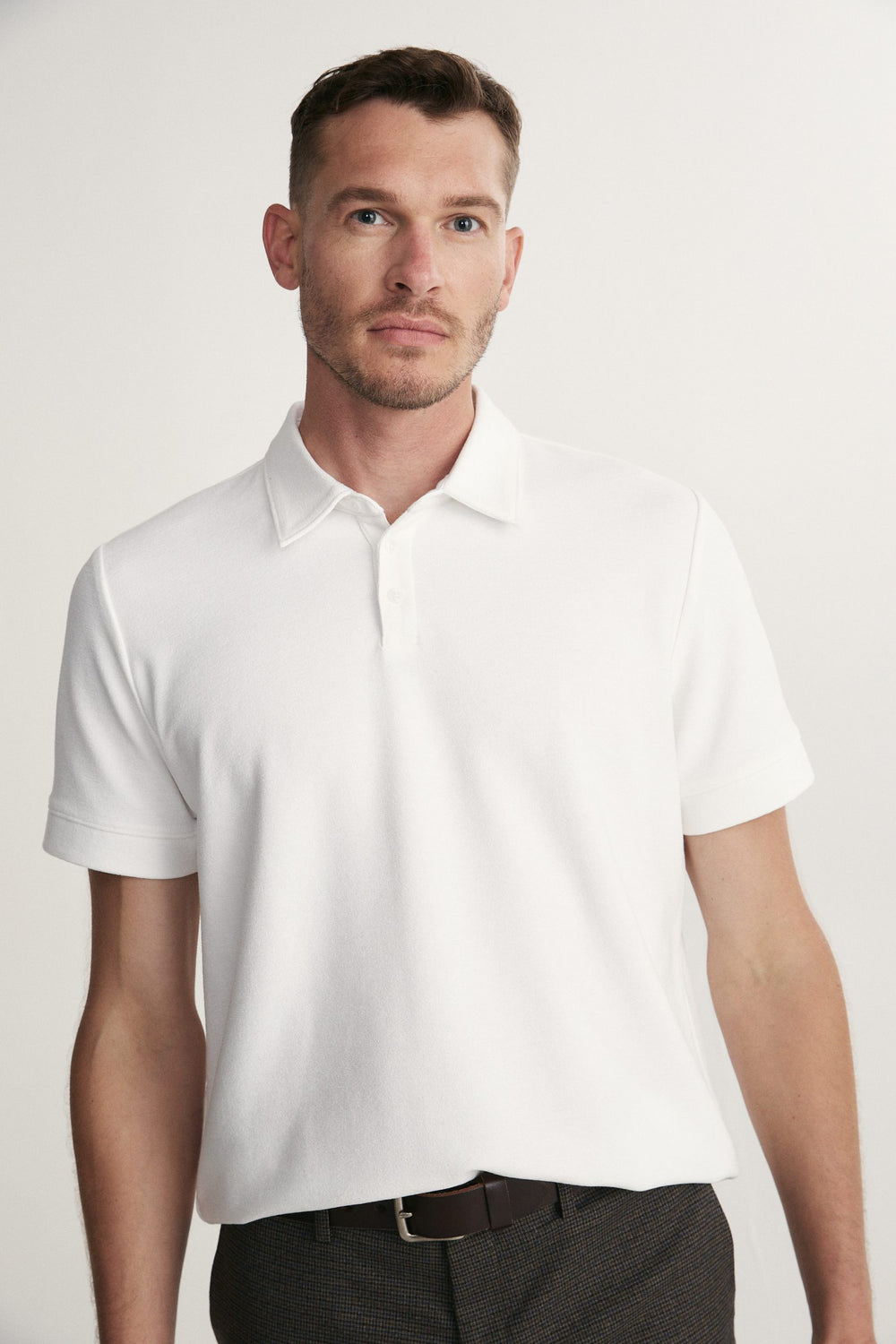Textured henley polo