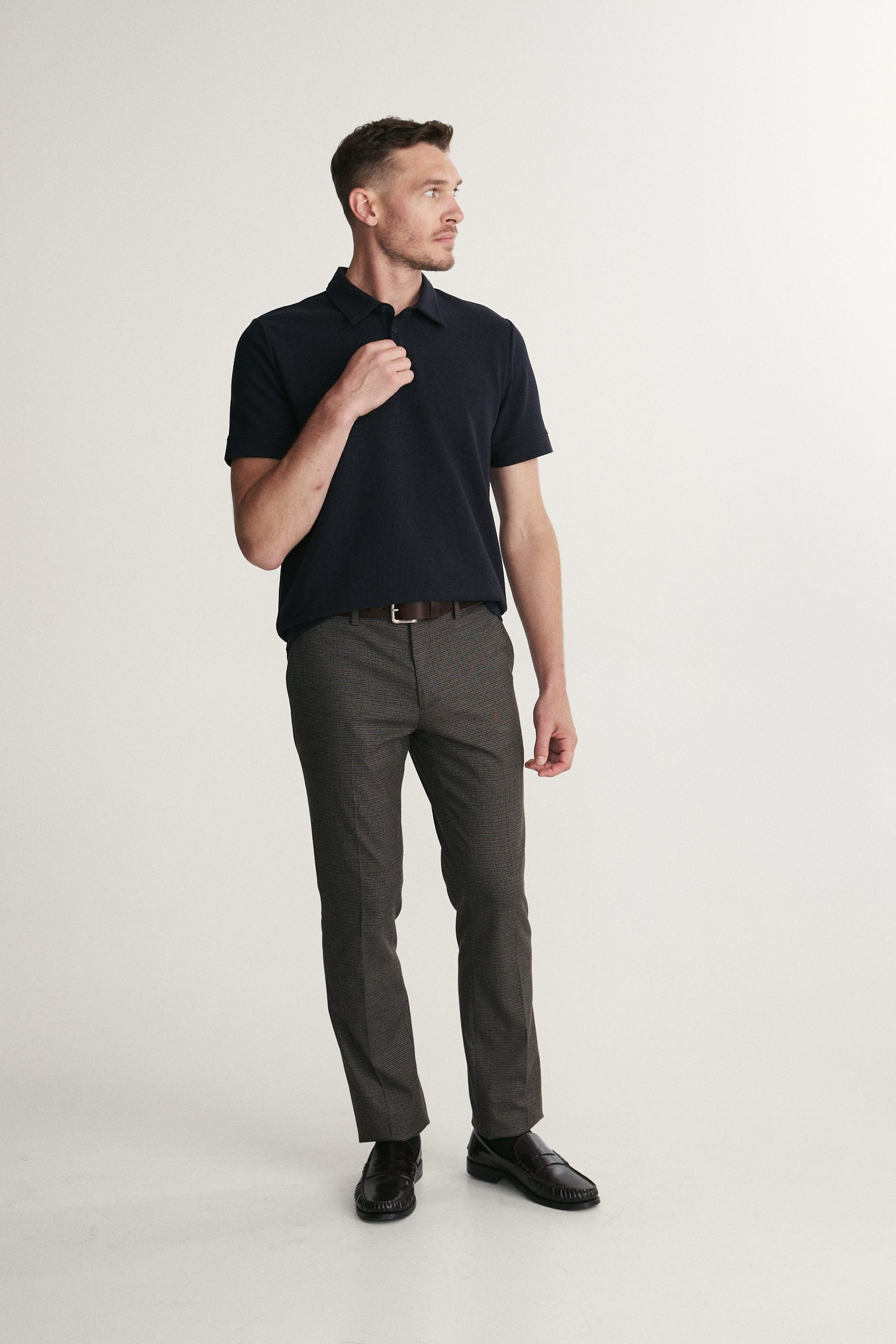 Textured henley polo