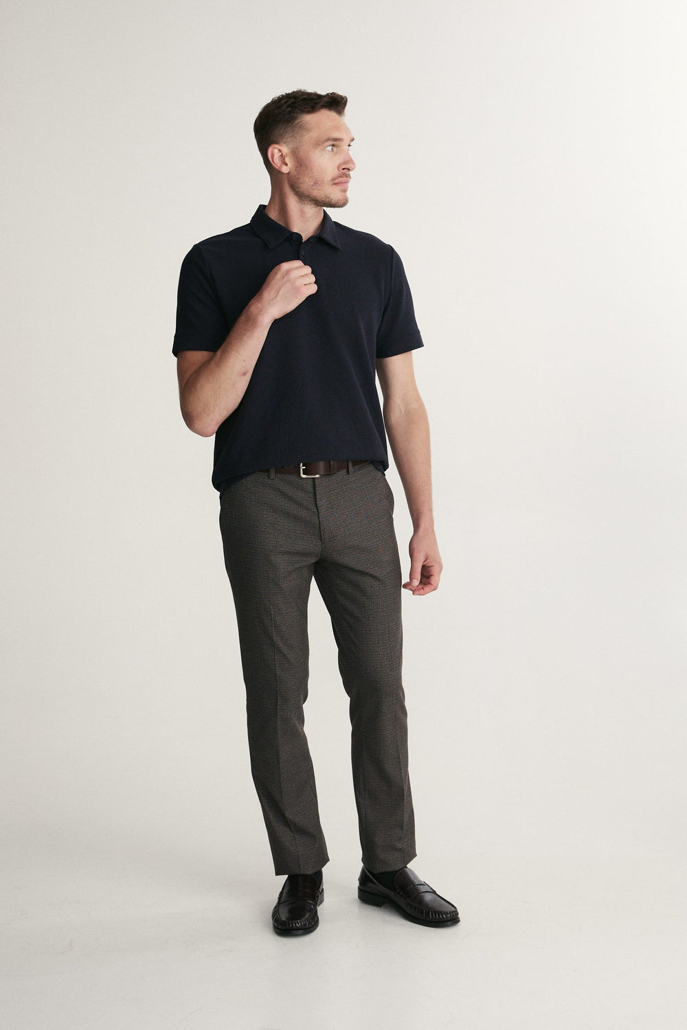 Textured henley polo