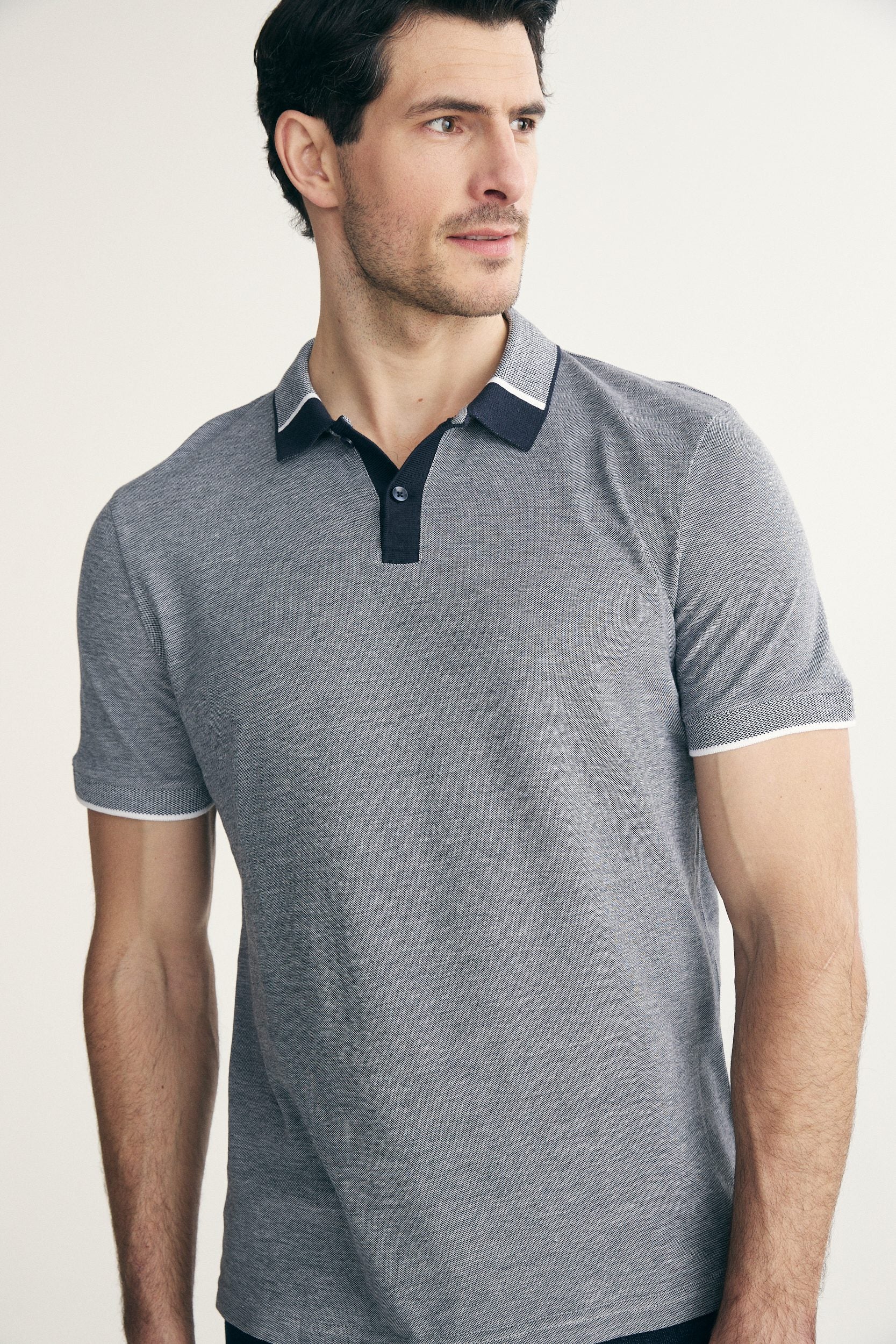 Polo with textured rib