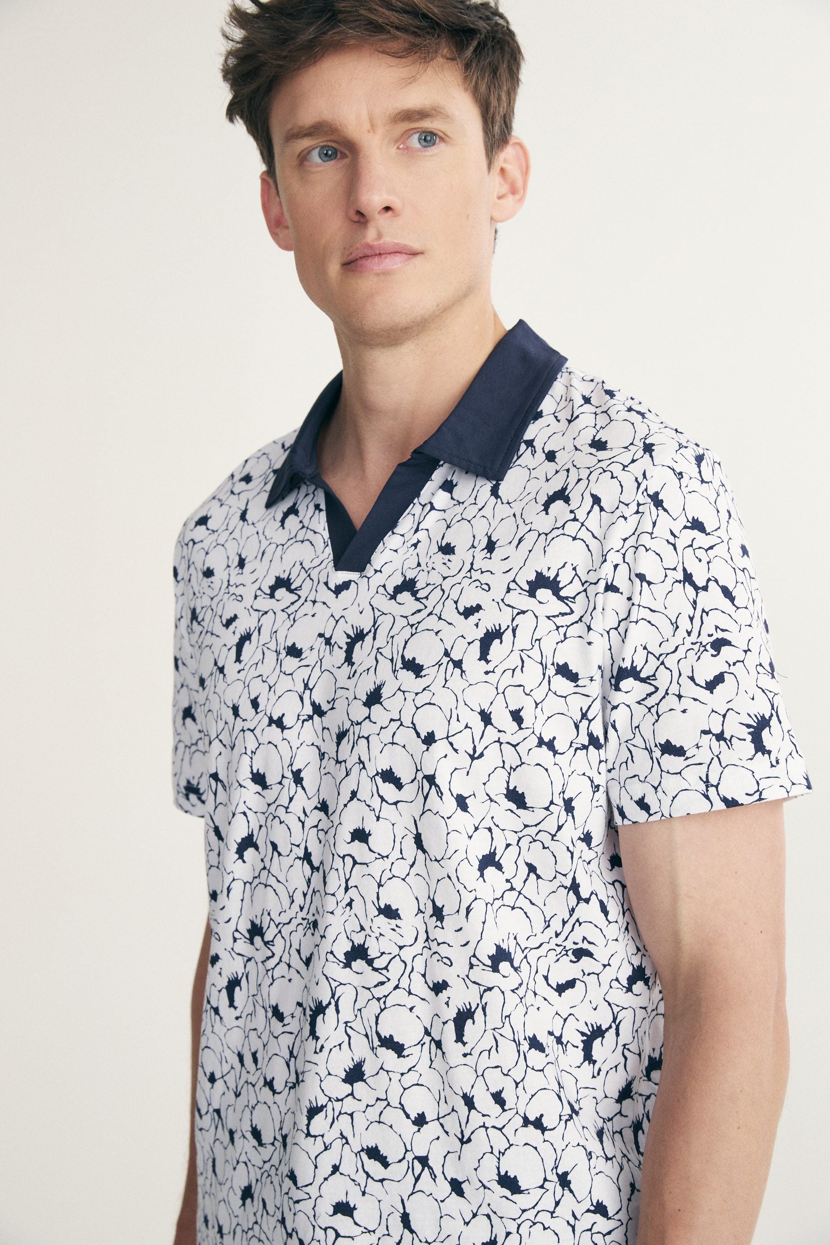 Cotton printed johnny polo