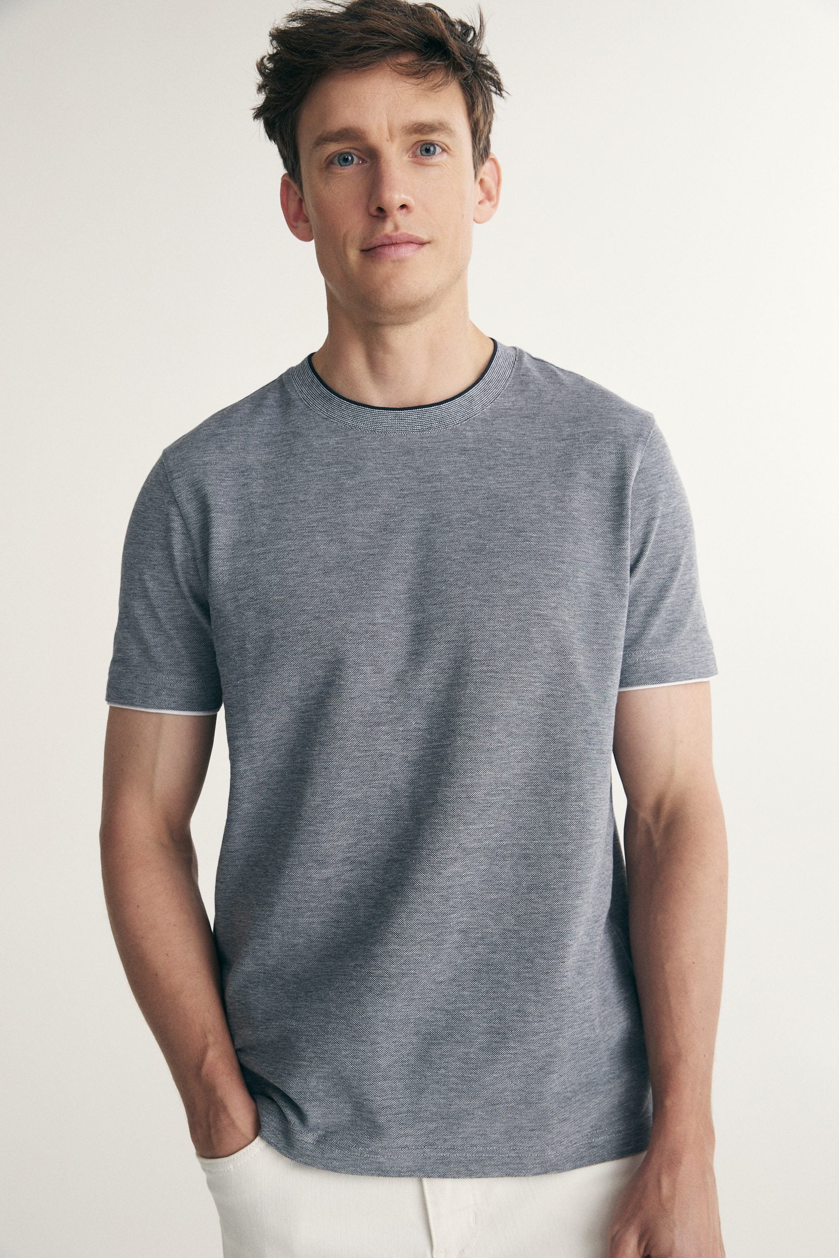 Contrast details pique t-shirt