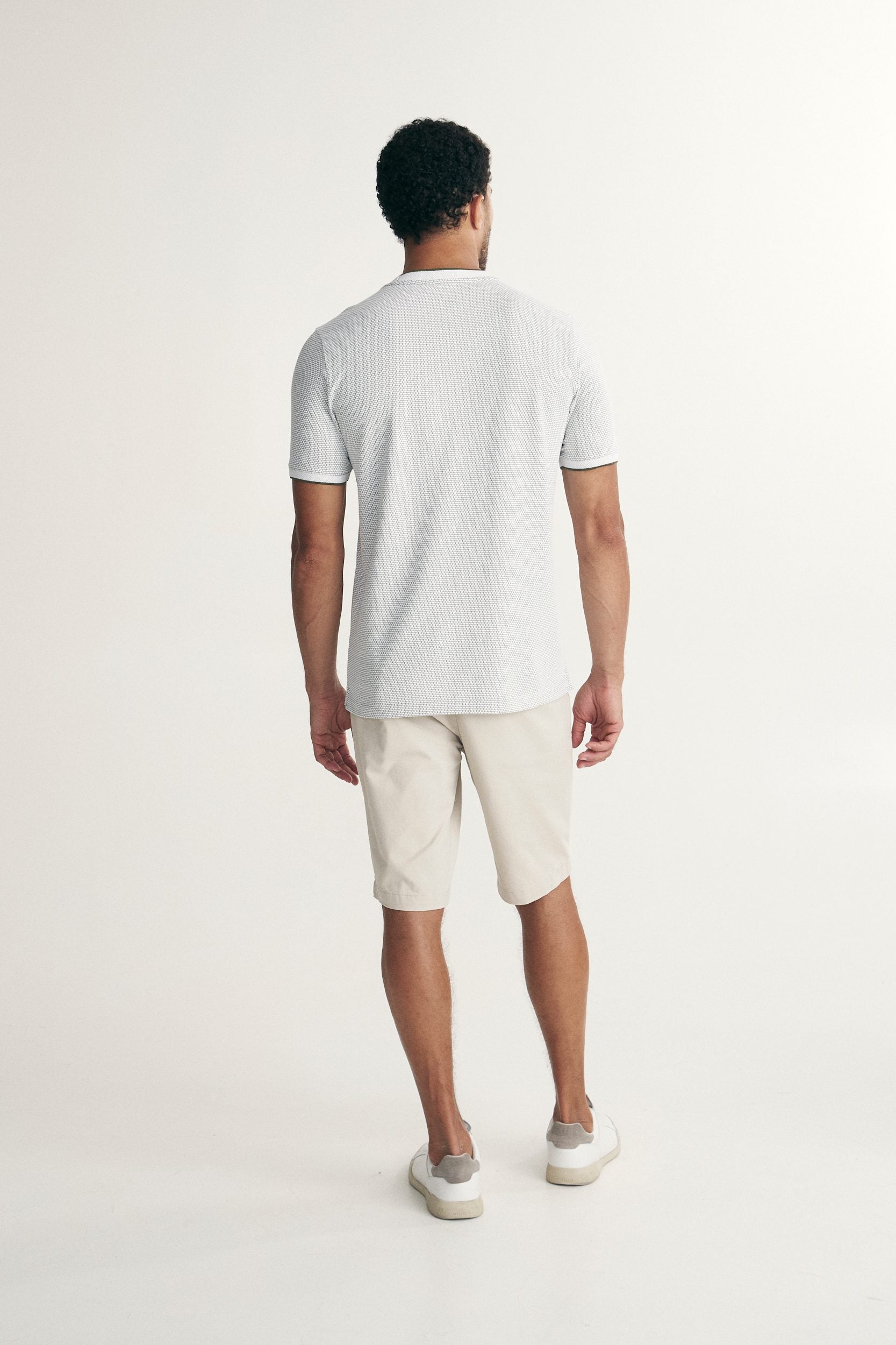 T-shirt jacquard détails de tricot côtelé
