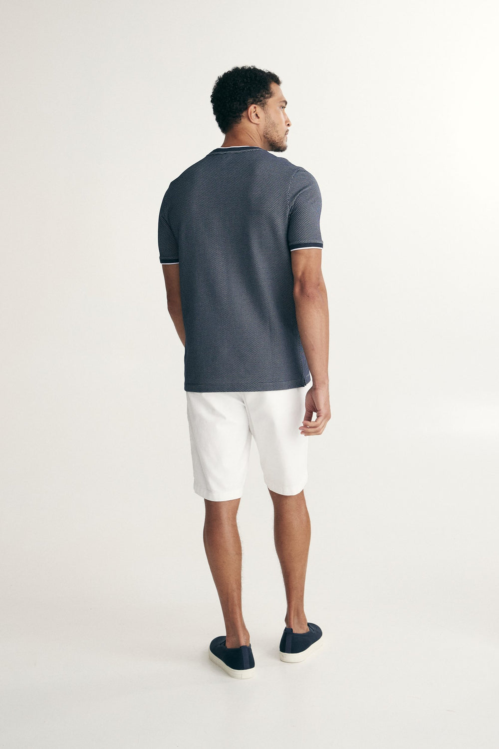T-shirt jacquard détails de tricot côtelé
