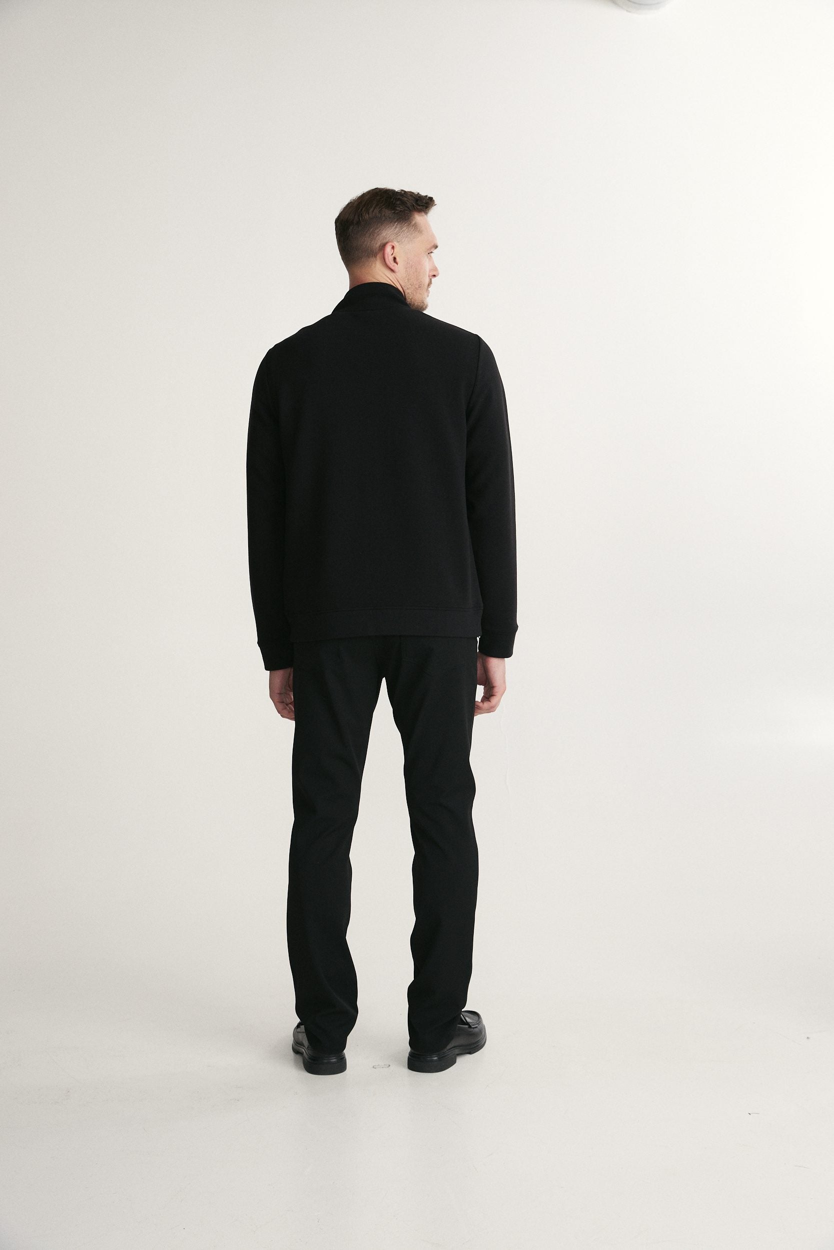Cardigan ottoman col montant à zip et faux suède