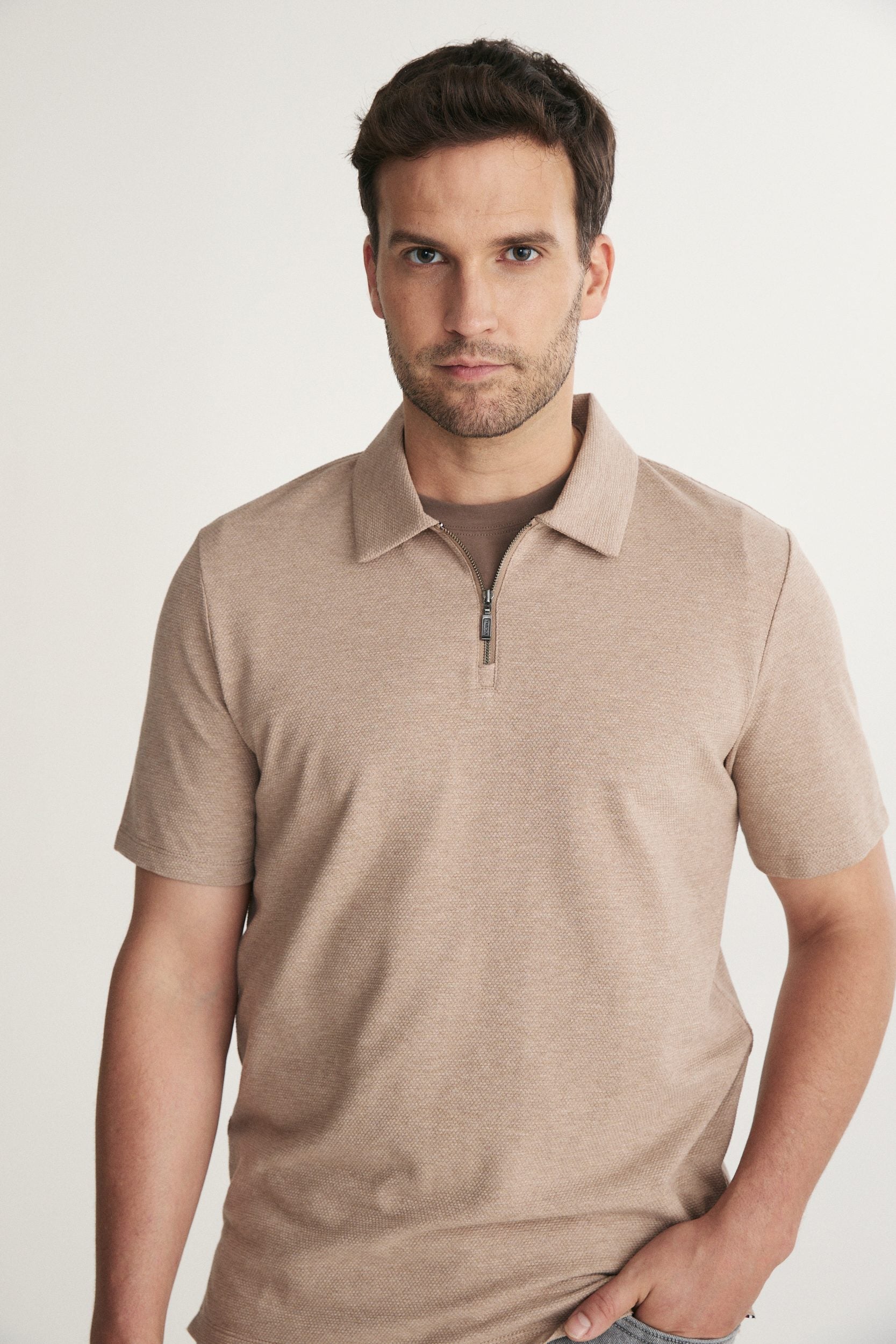 Textured Polo with Contrast Details