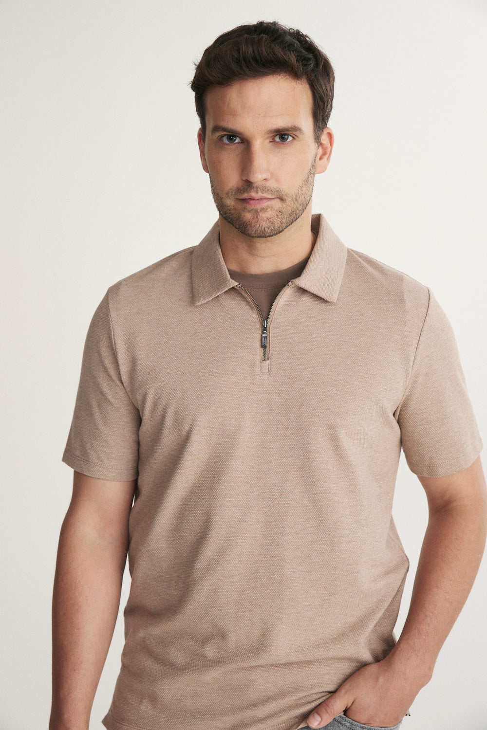 Textured Polo with Contrast Details