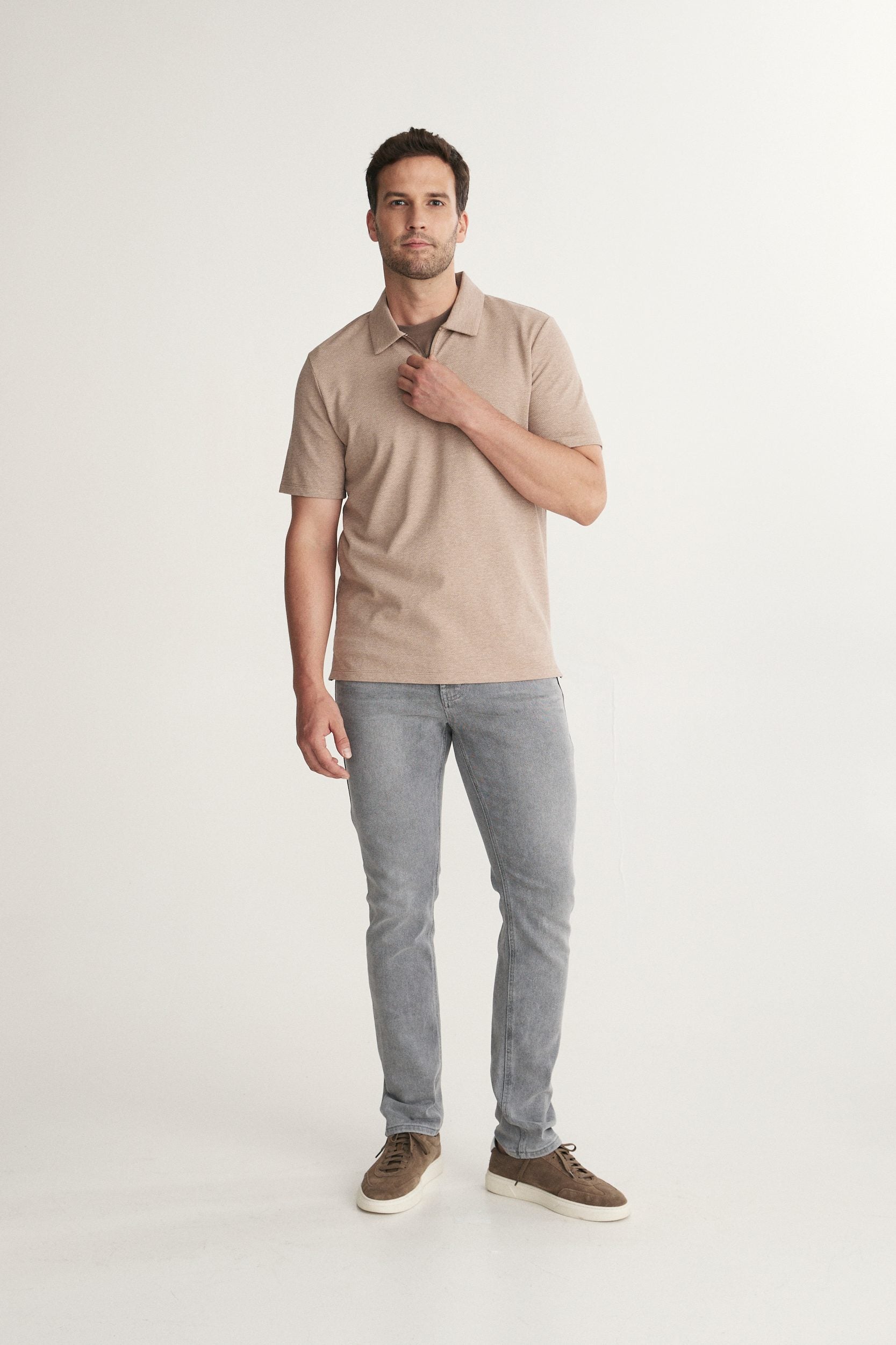 Textured Polo with Contrast Details