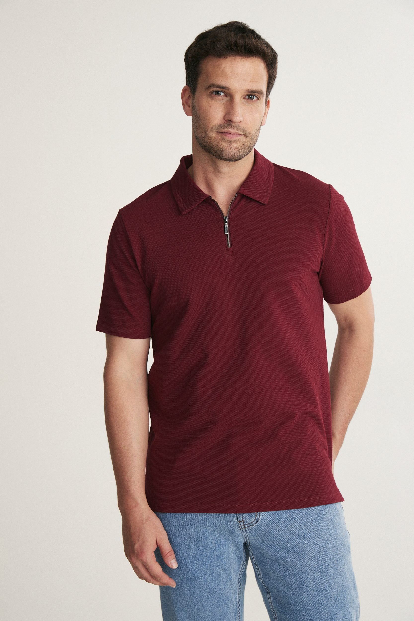 Textured Polo with Contrast Details