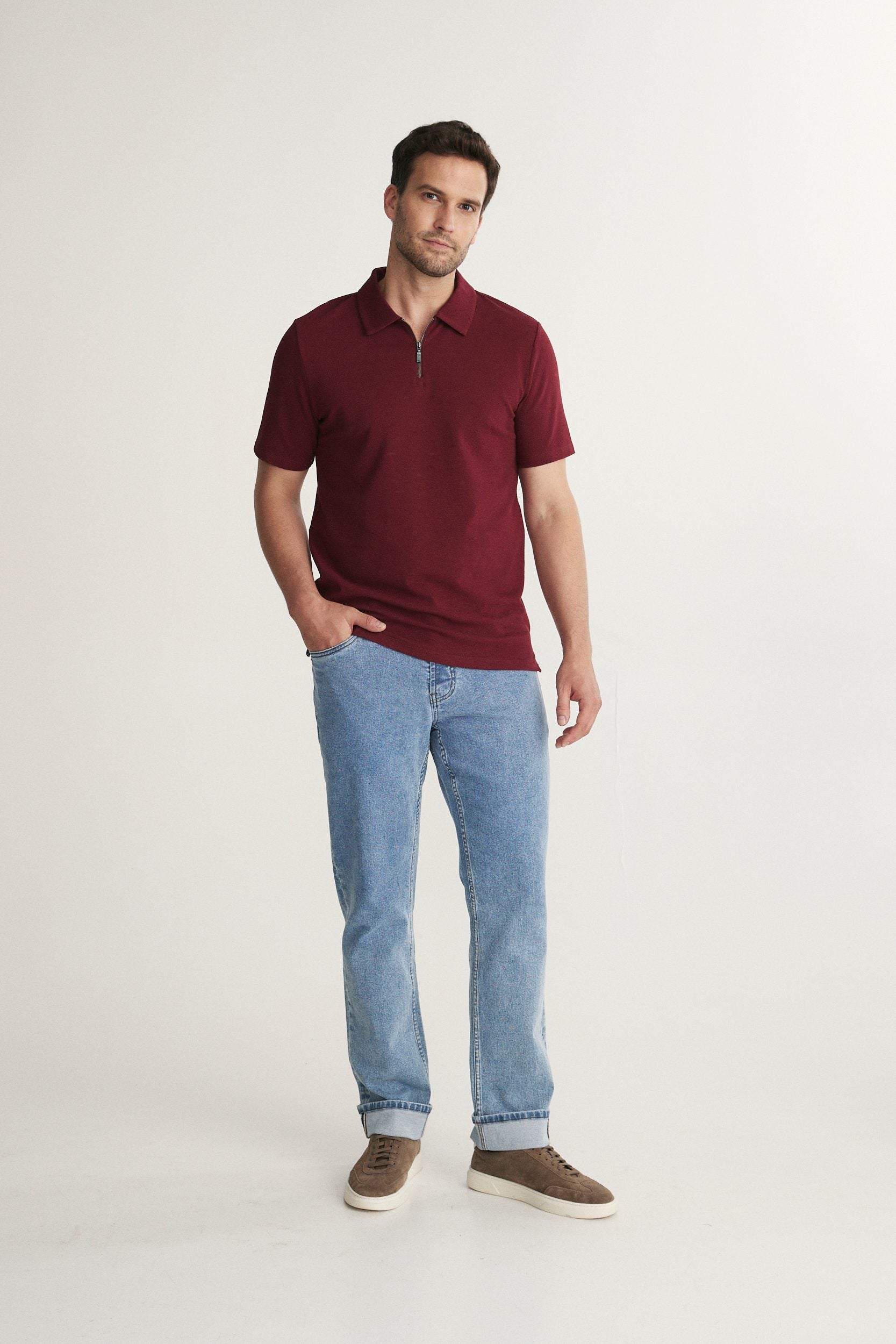 Textured Polo with Contrast Details