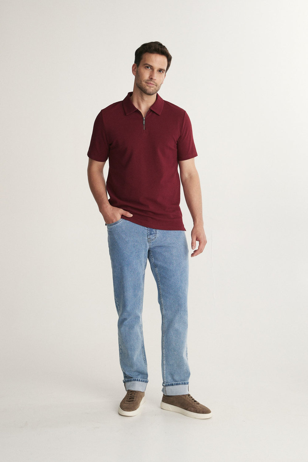 Textured Polo with Contrast Details