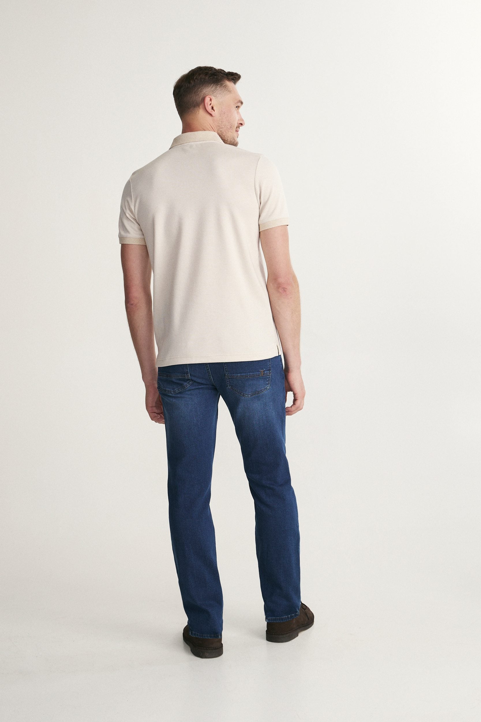 Houndstooth Open-Collar Polo