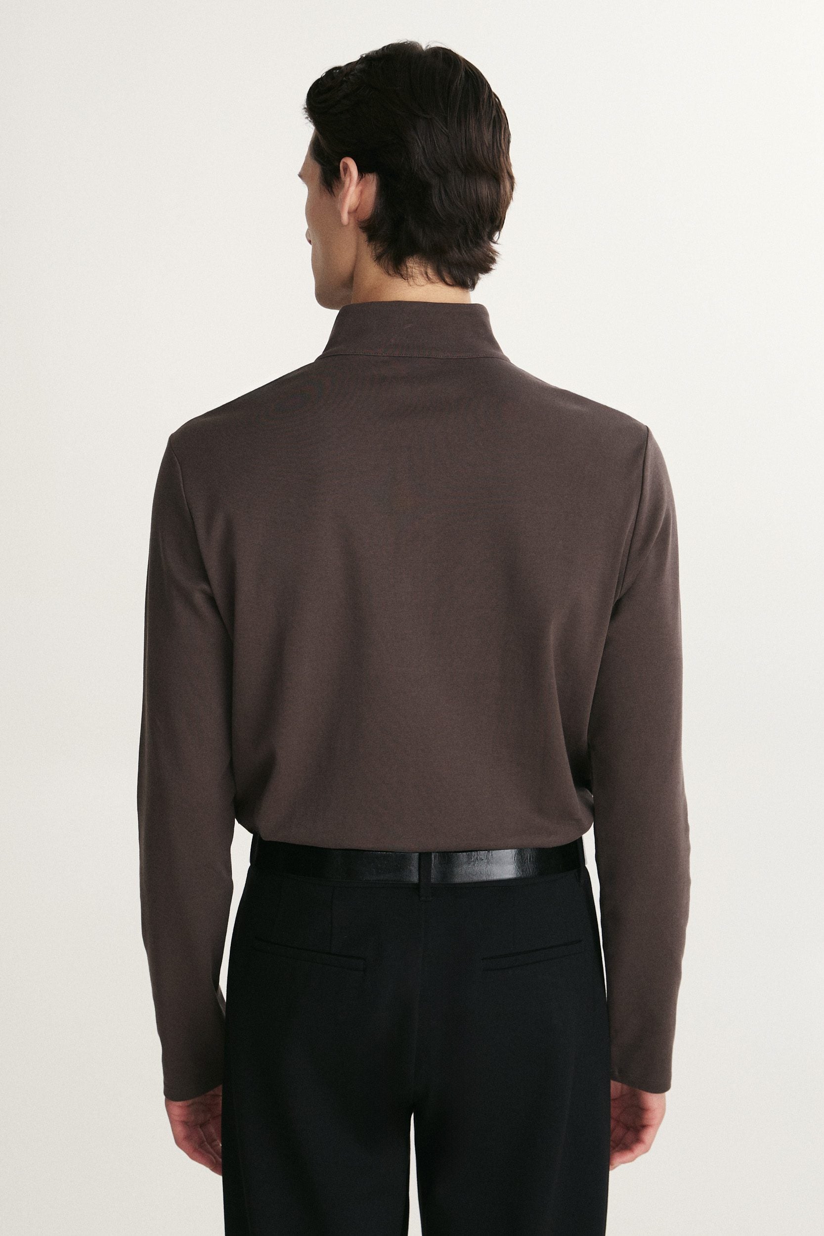 T-shirt pima coton col montant à zip