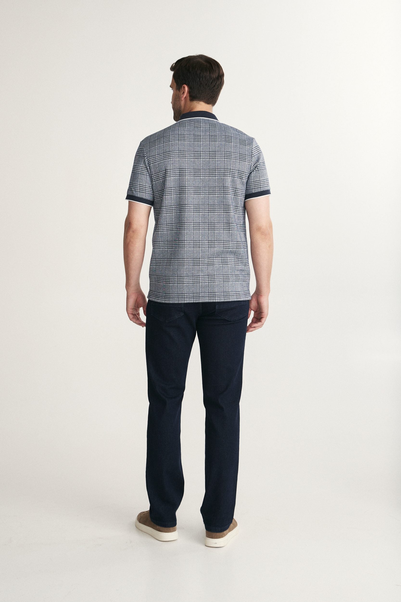 Houndstooth Zip Polo