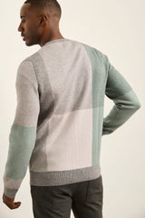 Color block crew neck sweater