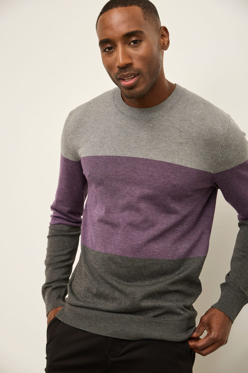 Color block crew neck sweater