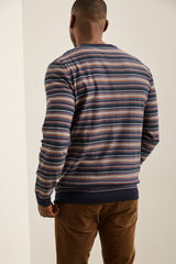 Reverse knit striped sweater