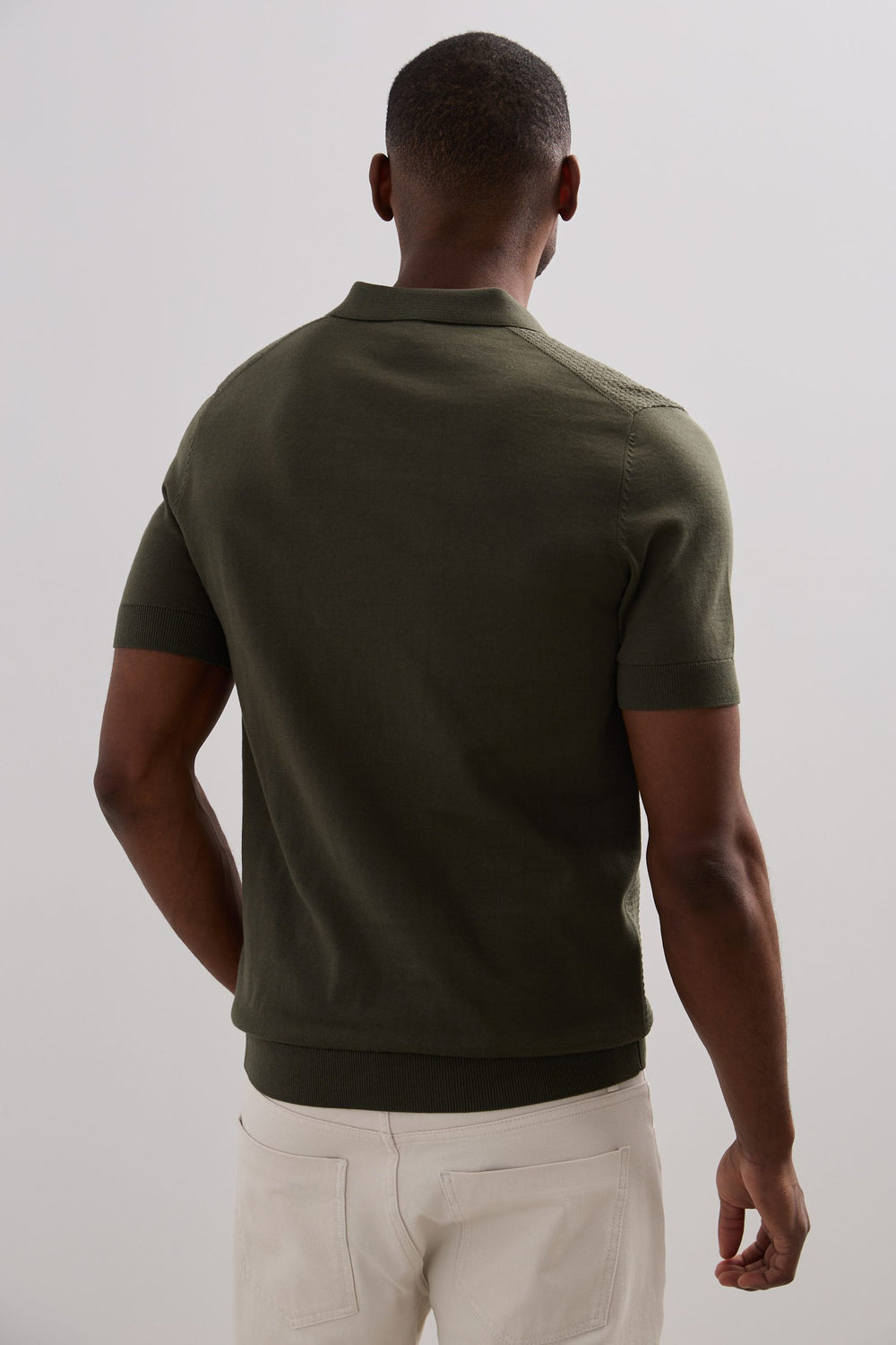Polo en tricot pointelle deux tons