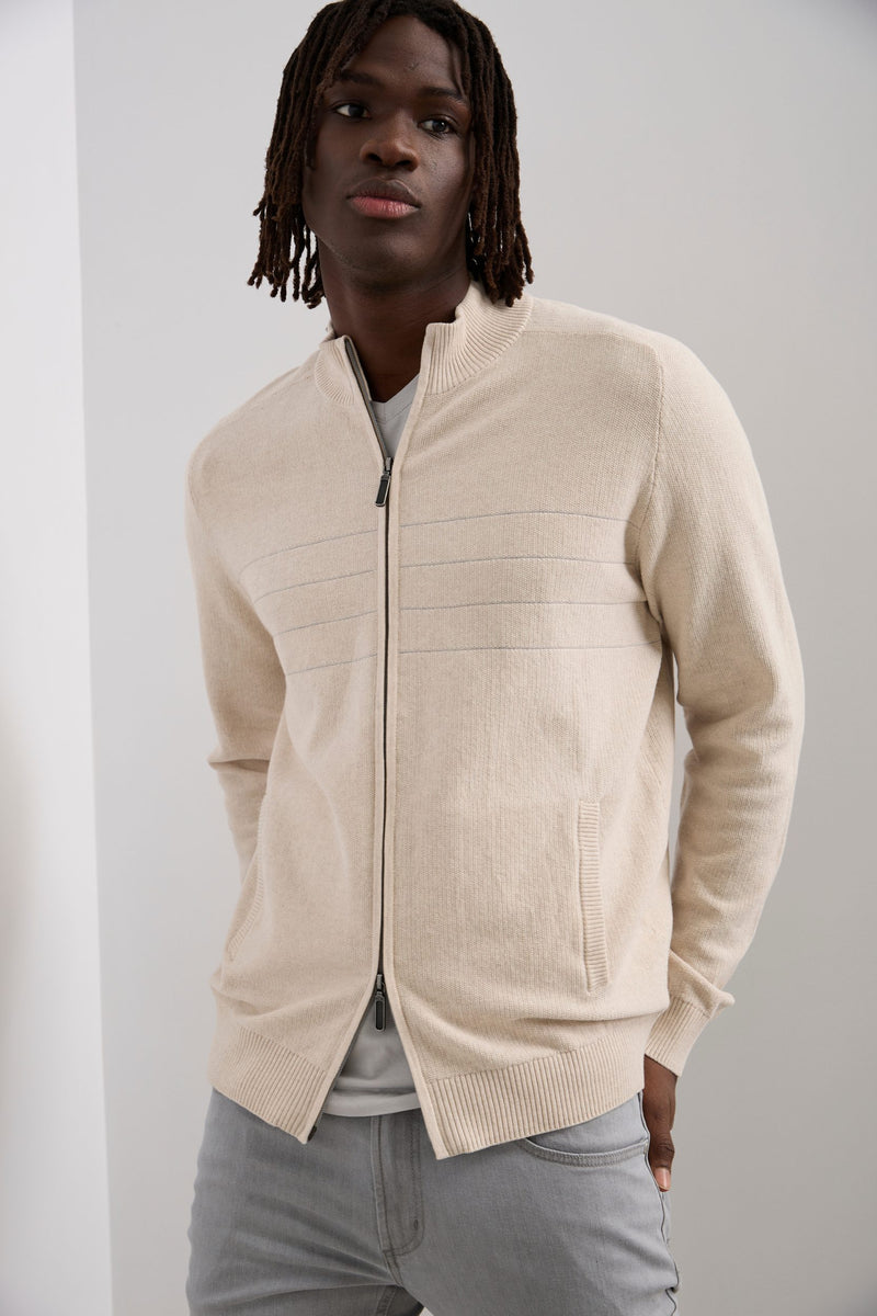 Textured Mock Neck Cardigan