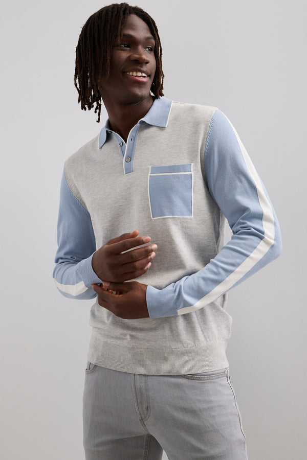 Colour Block Knitted Polo