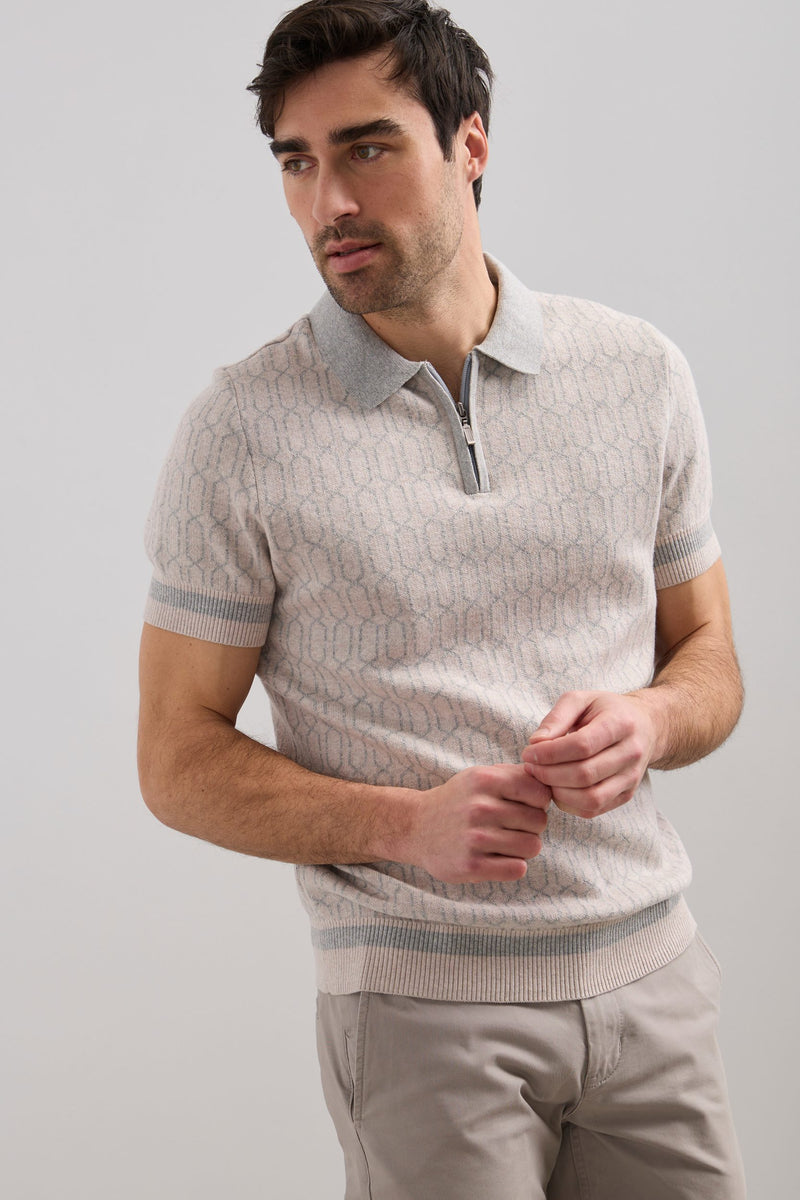 Retro jacquard knit polo