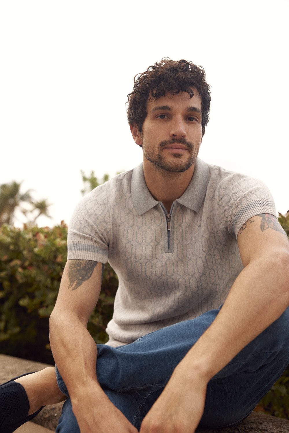 Polo en maille jacquard rétro