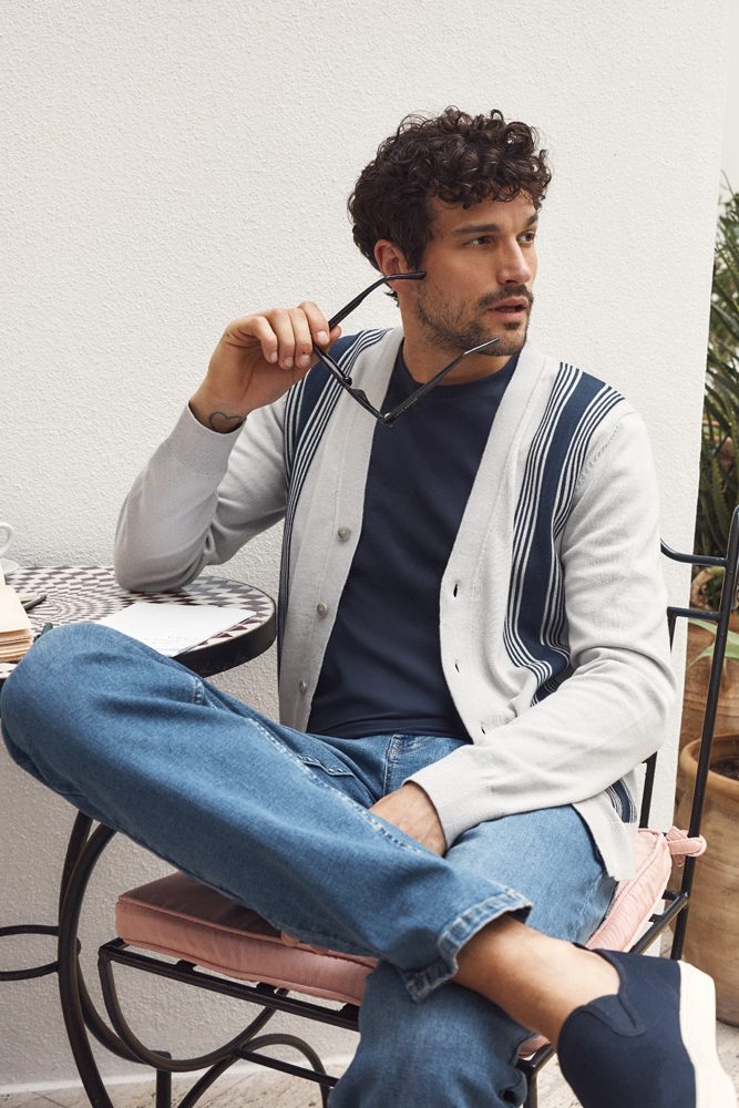 Cardigan à rayures rétro