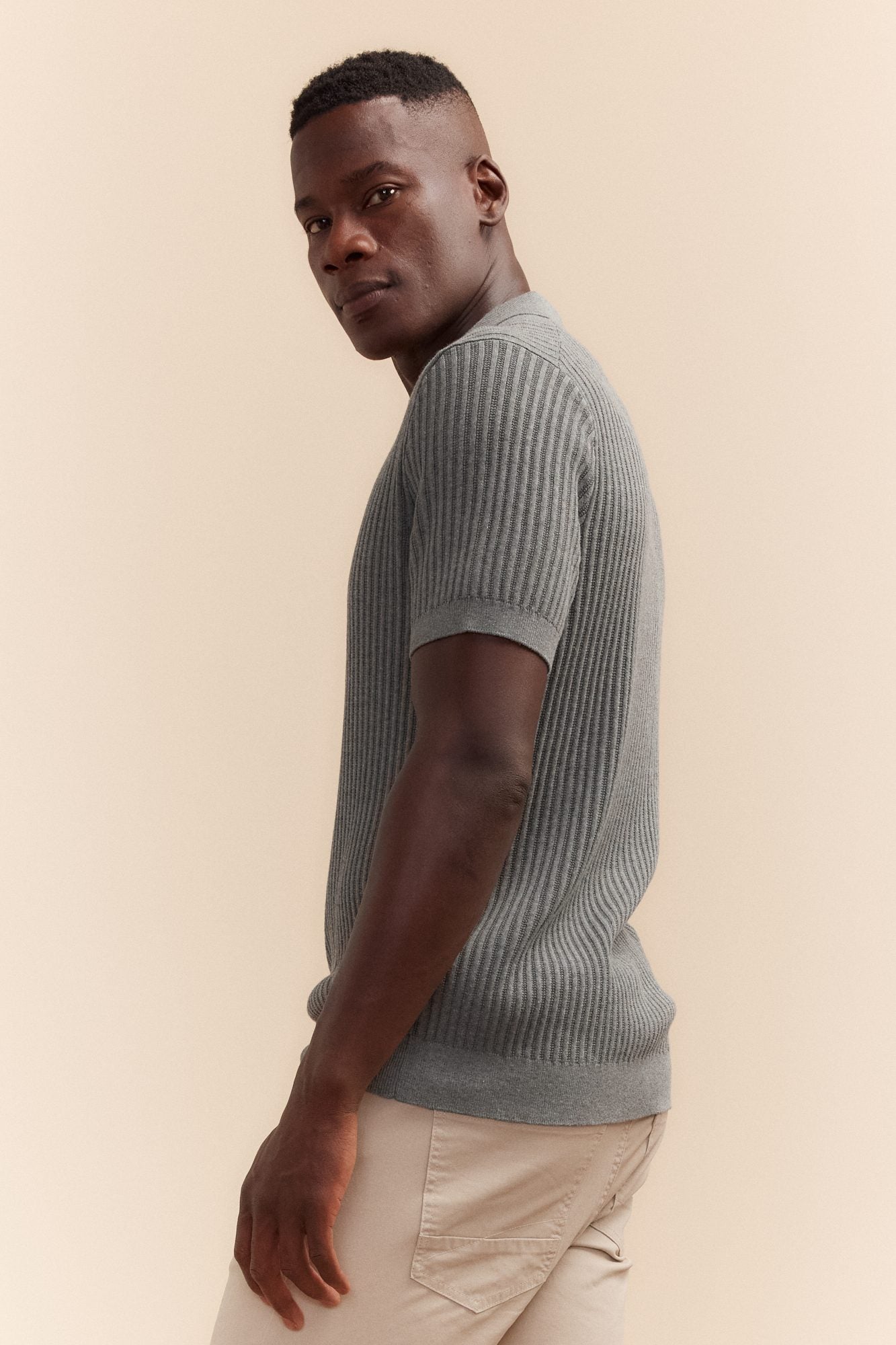 Grey zip polo shirt clearance