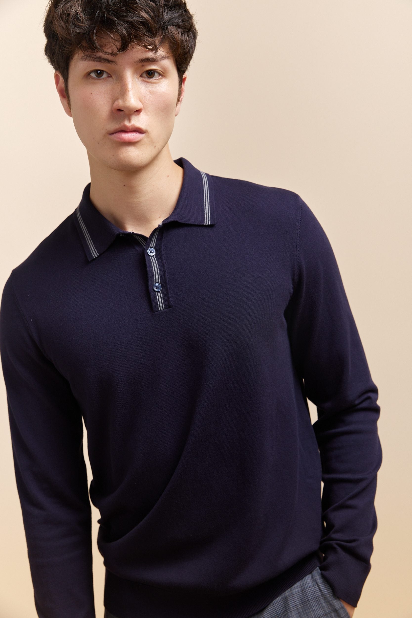 Polo en tricot détails contrastants