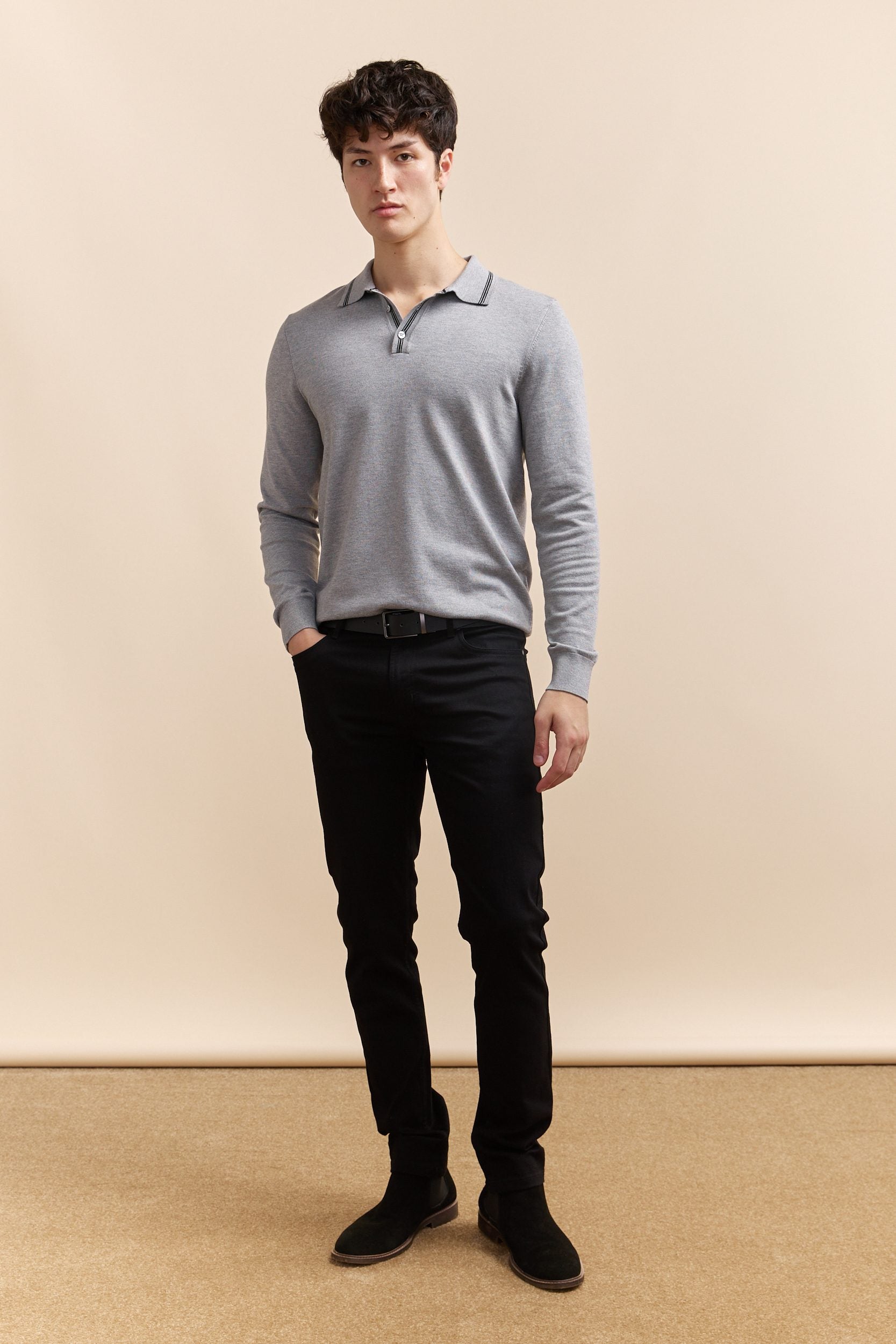 Polo en tricot détails contrastants