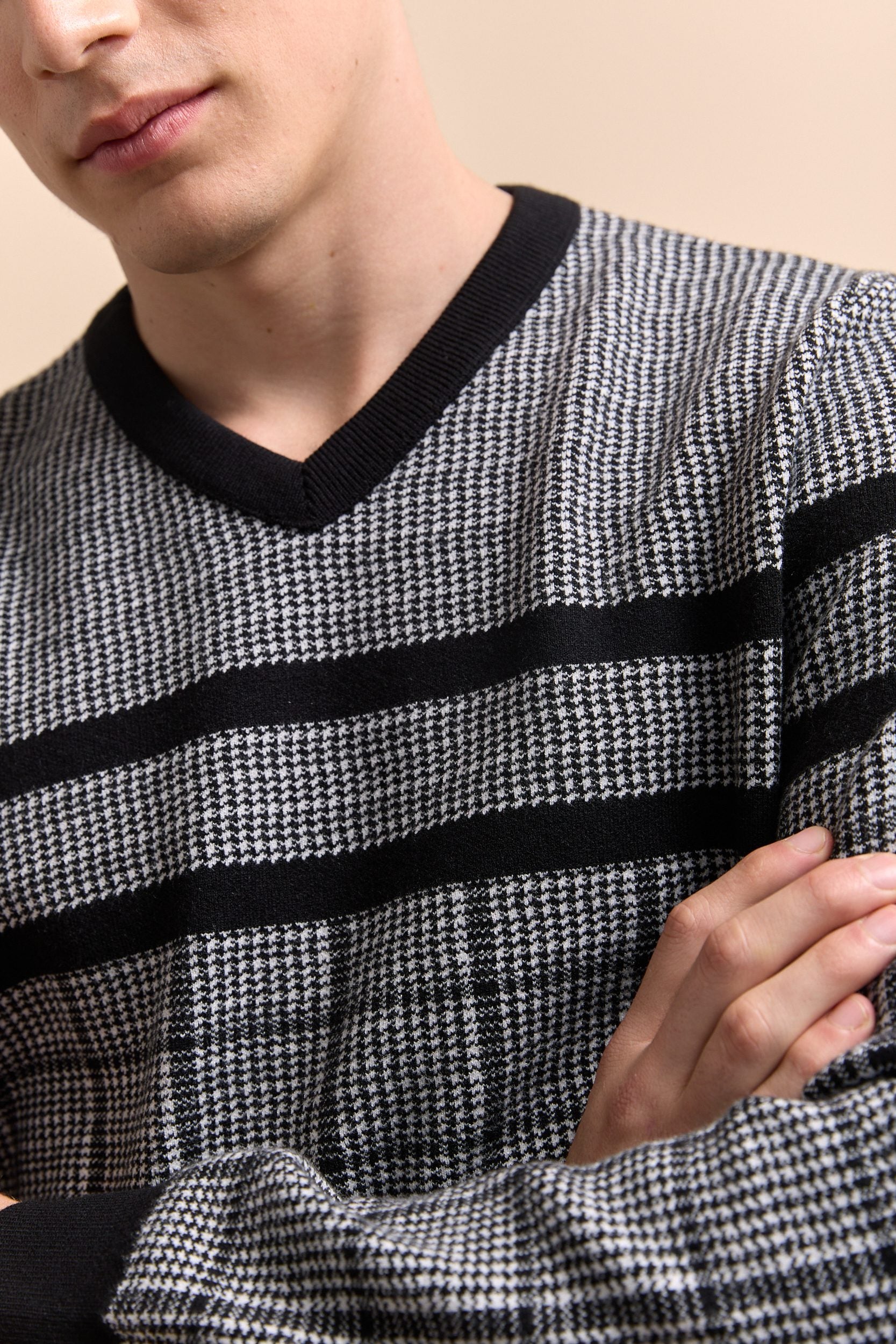 Pull jacquard à carreaux