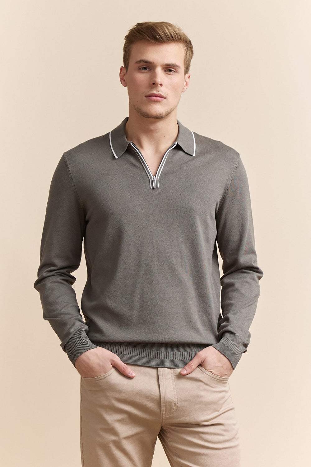 Polo en maille détails contrastants