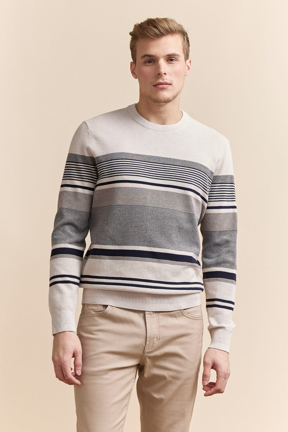 Pull texturé rayures multi tons