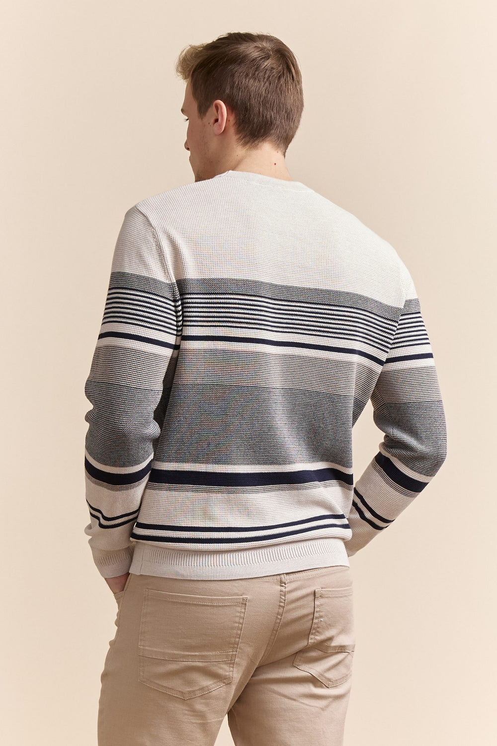 Pull texturé rayures multi tons