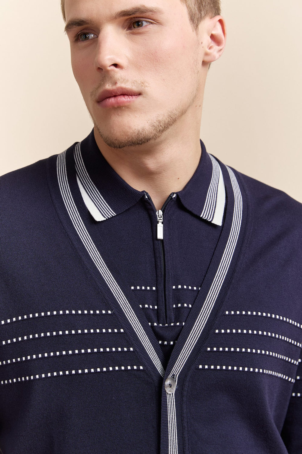 Polo en tricot détails contrastants