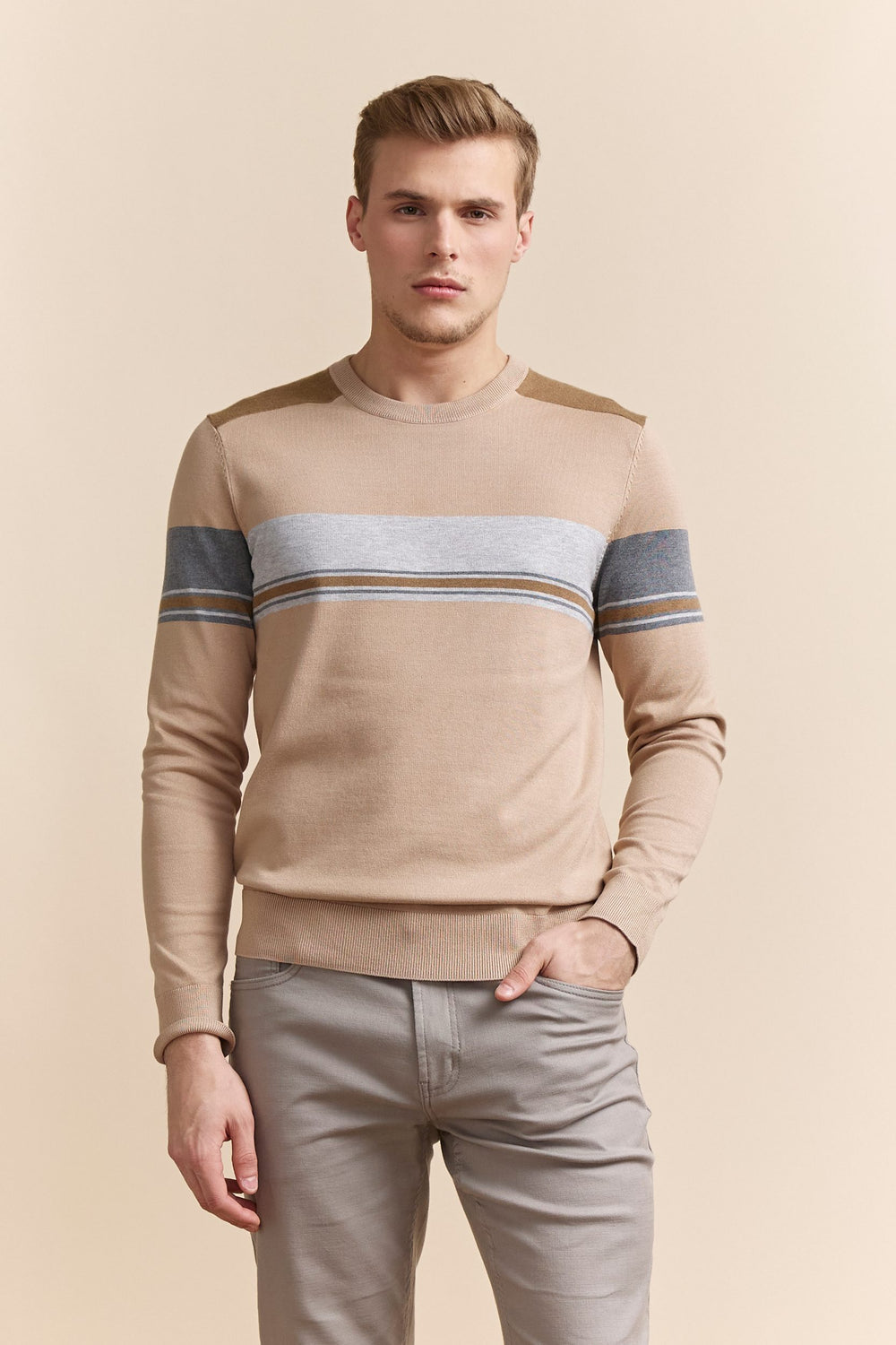 Striped block sweater