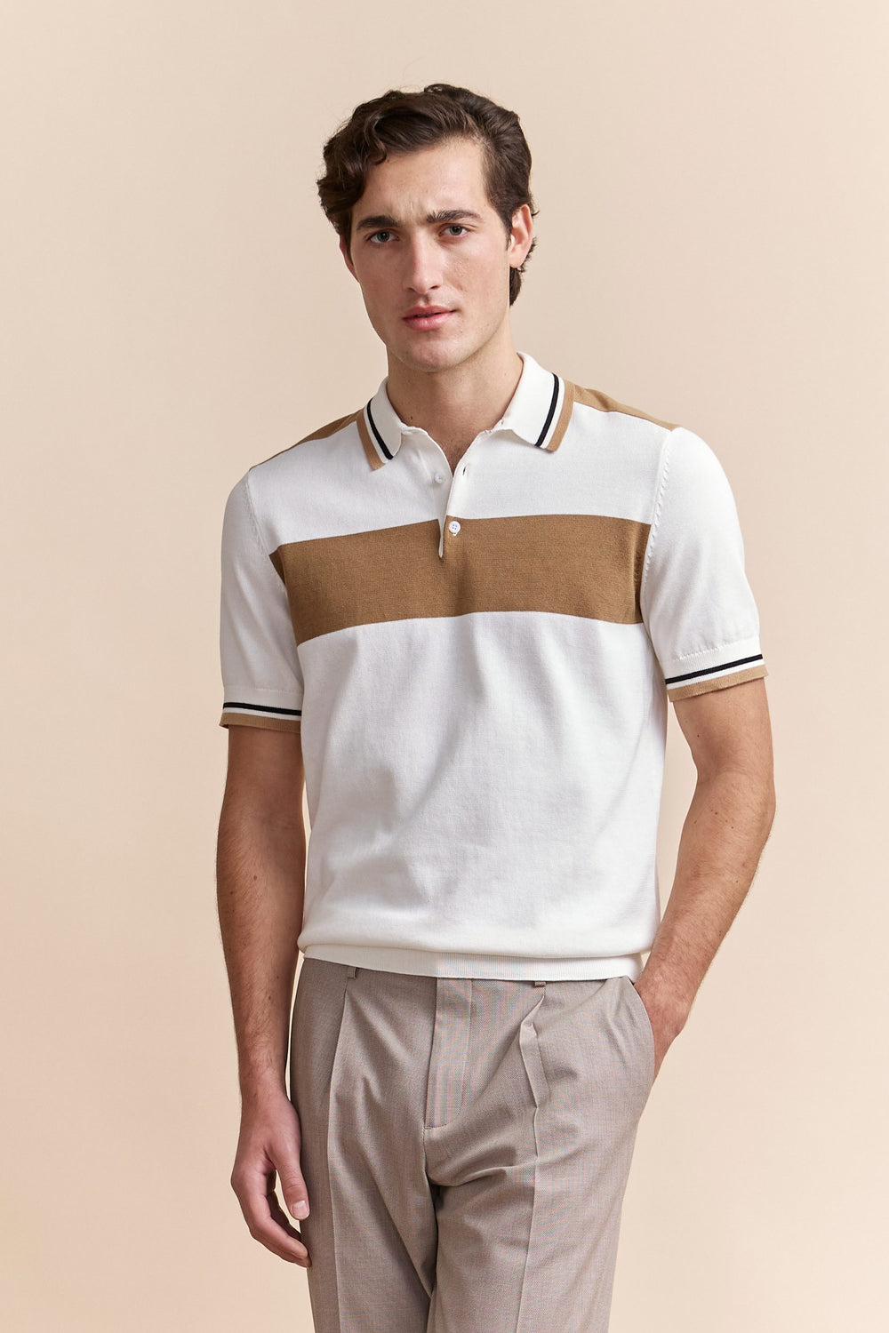 Polo en tricot bloc de couleurs