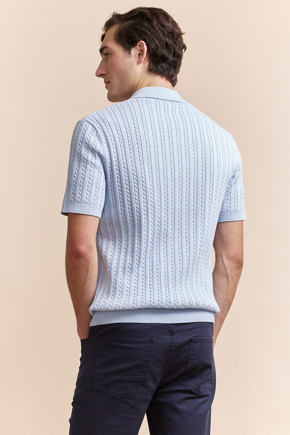 Cable knit polo