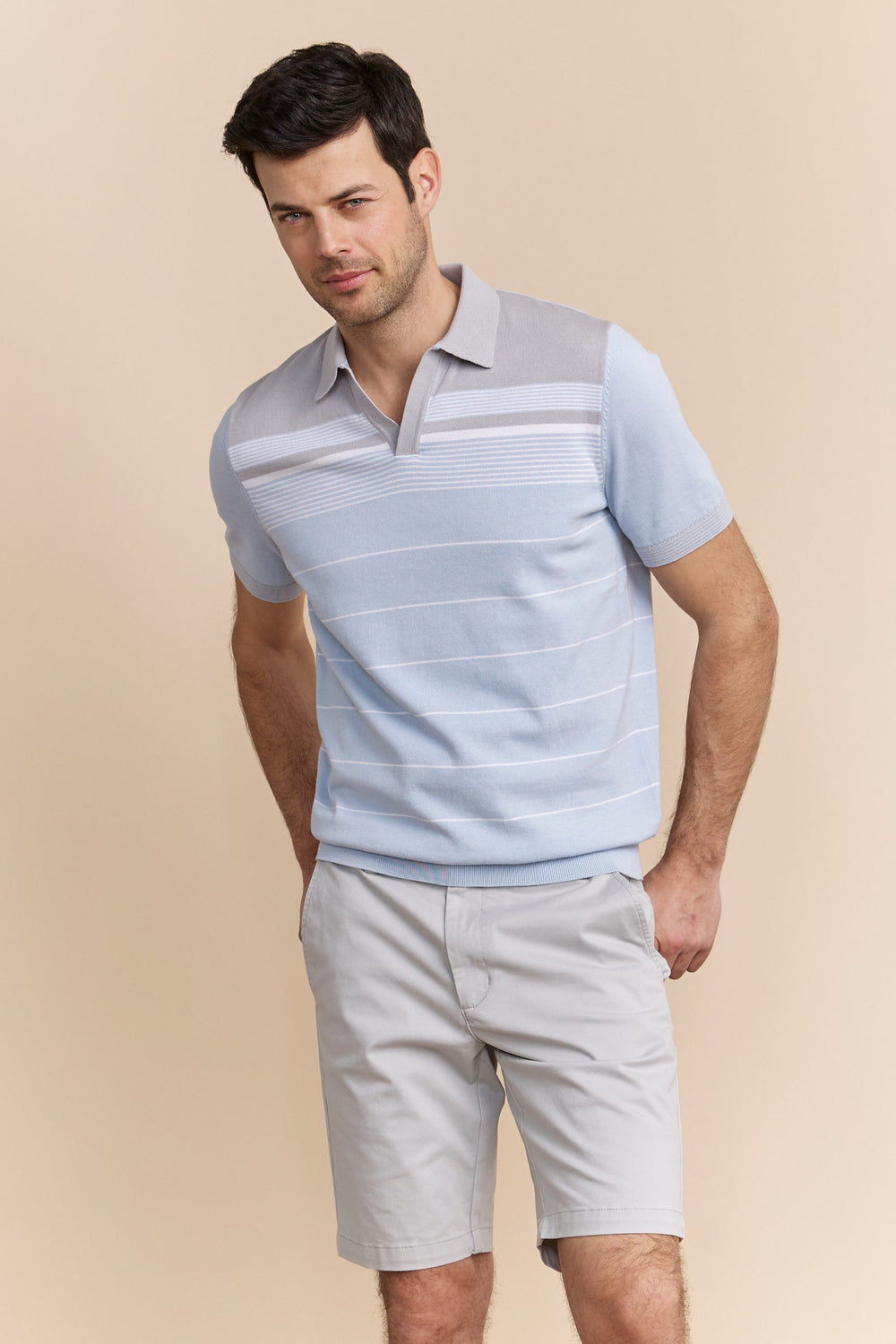 Polo en maille à bloc de rayures