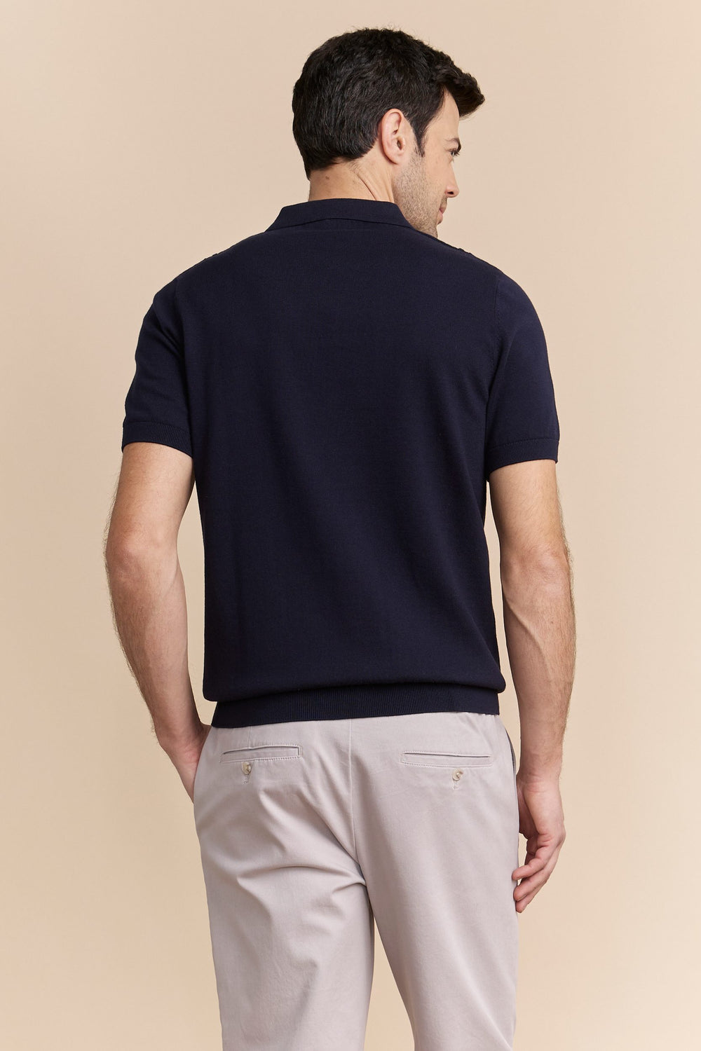 Polo en tricot rayures verticales texturées