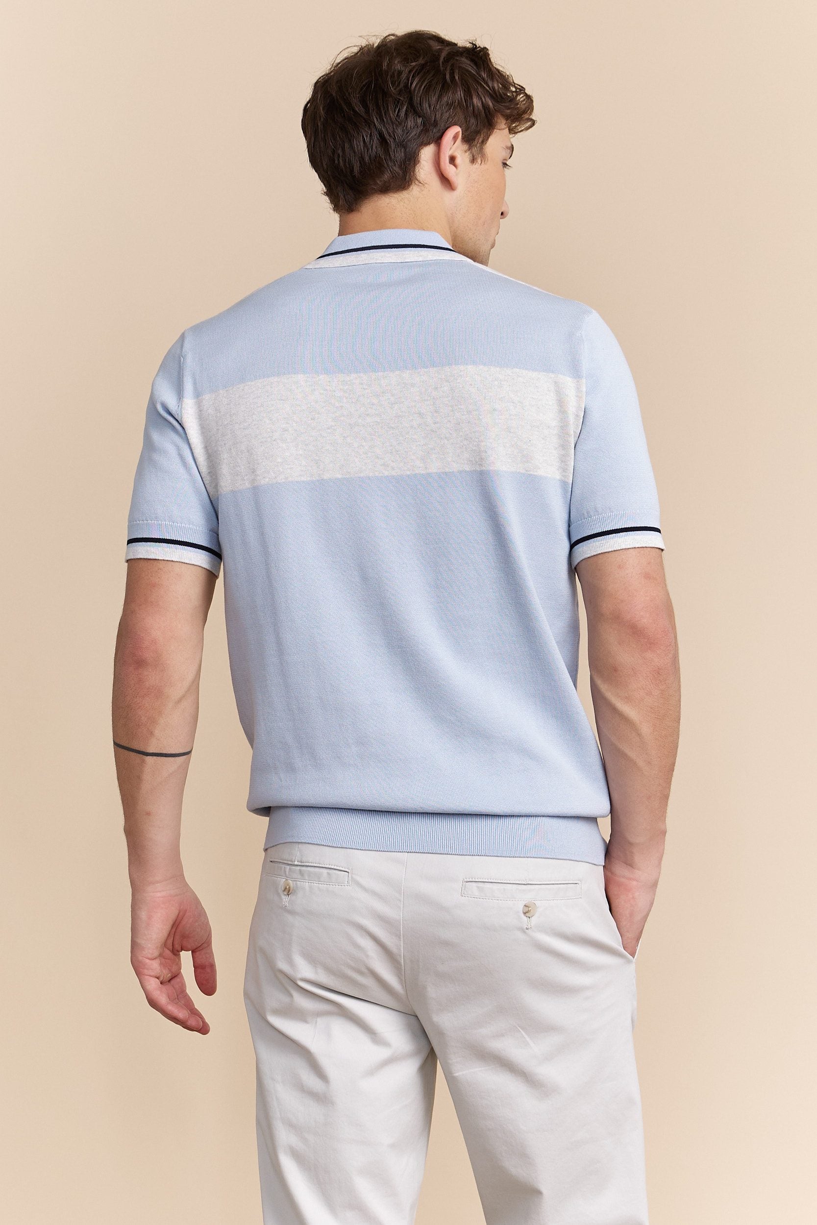 Polo en tricot bloc de couleurs