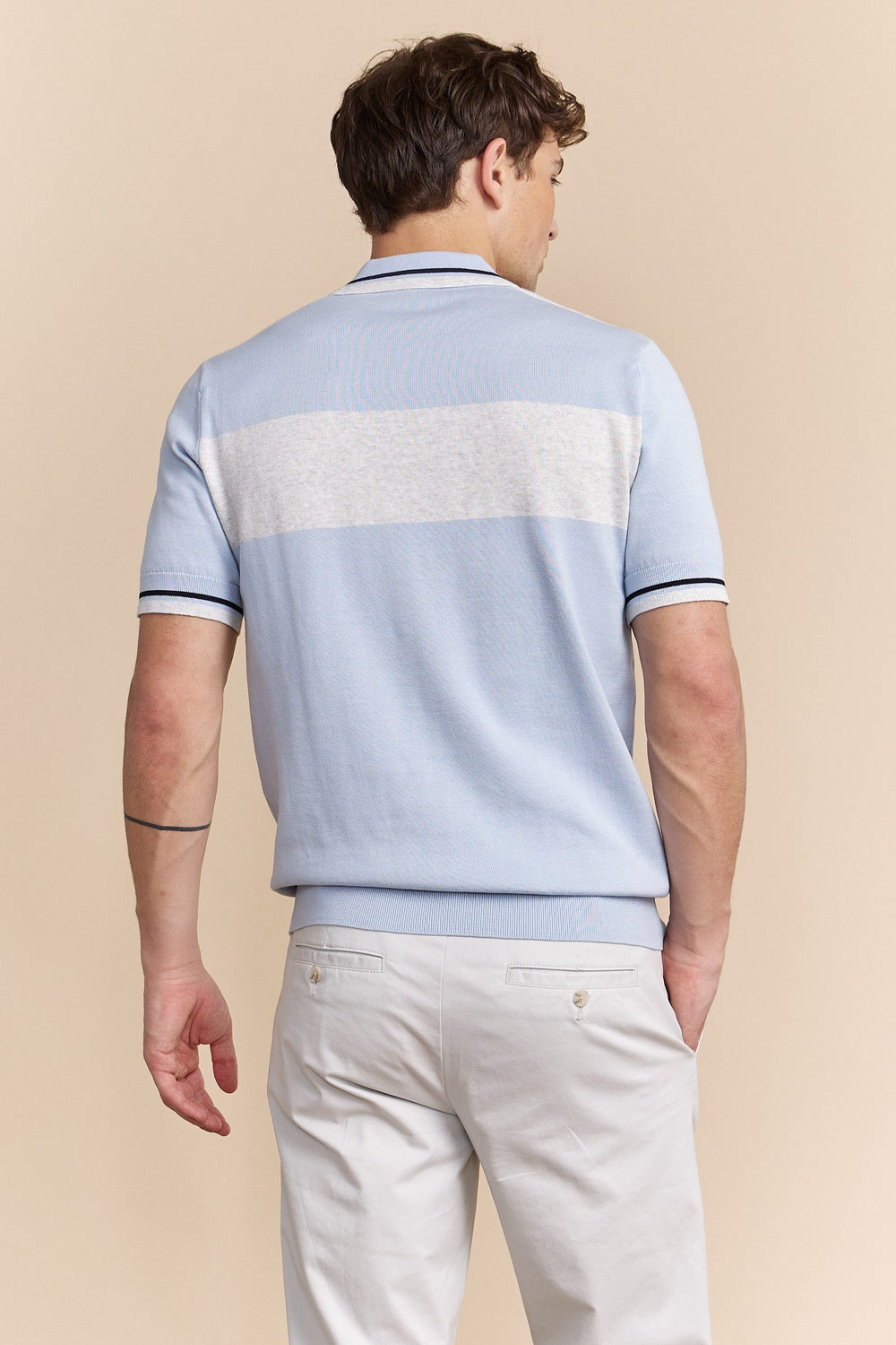 Polo en tricot bloc de couleurs