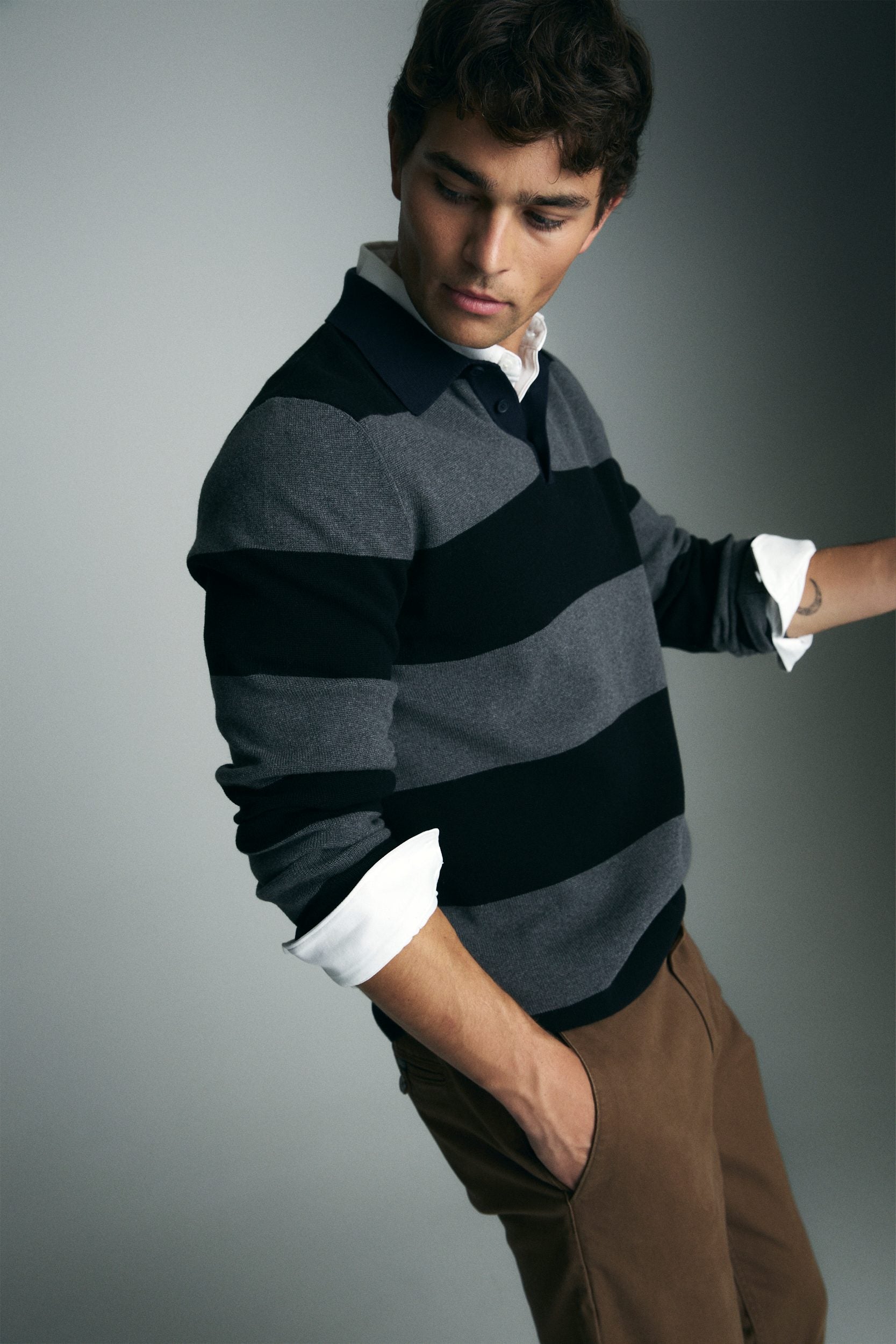 Polo en tricot bloc de couleurs