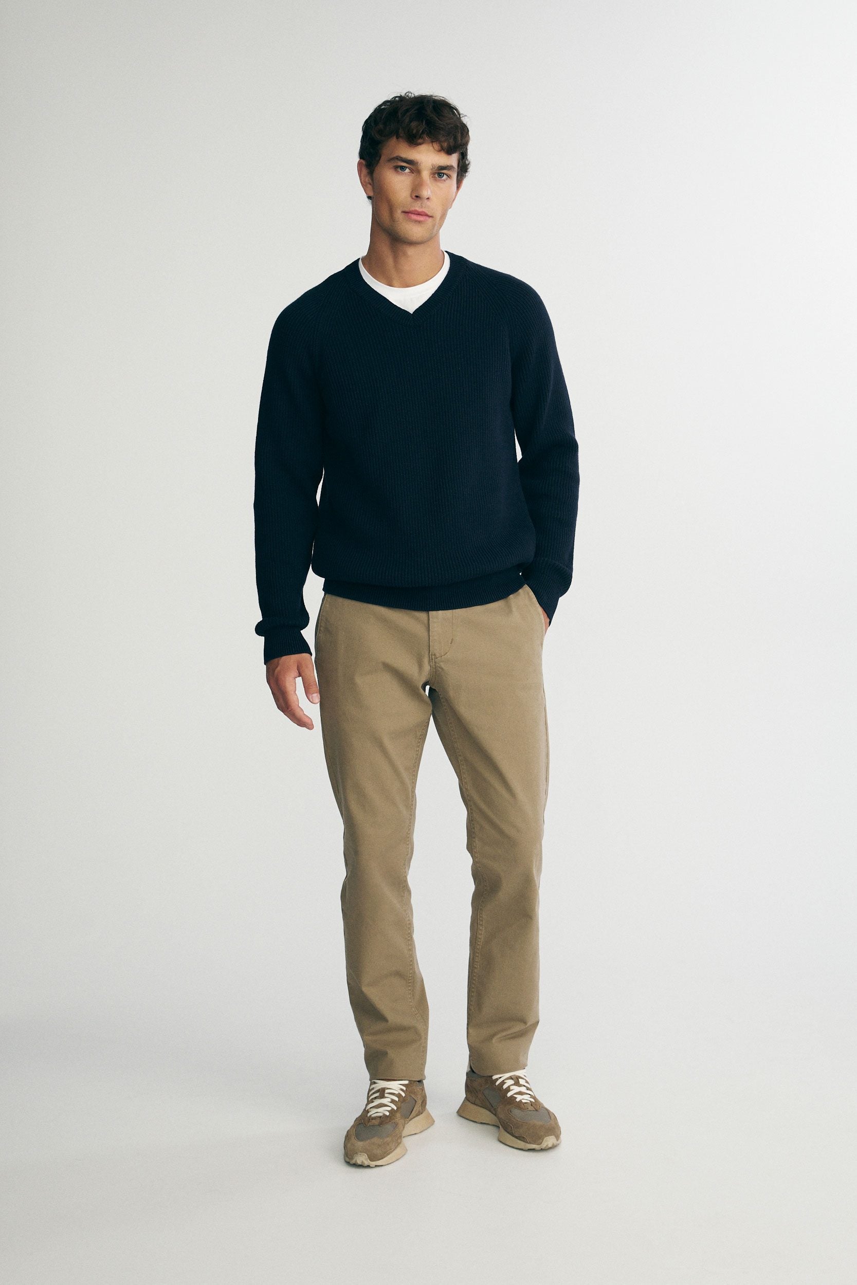 V-neck raglan sweater