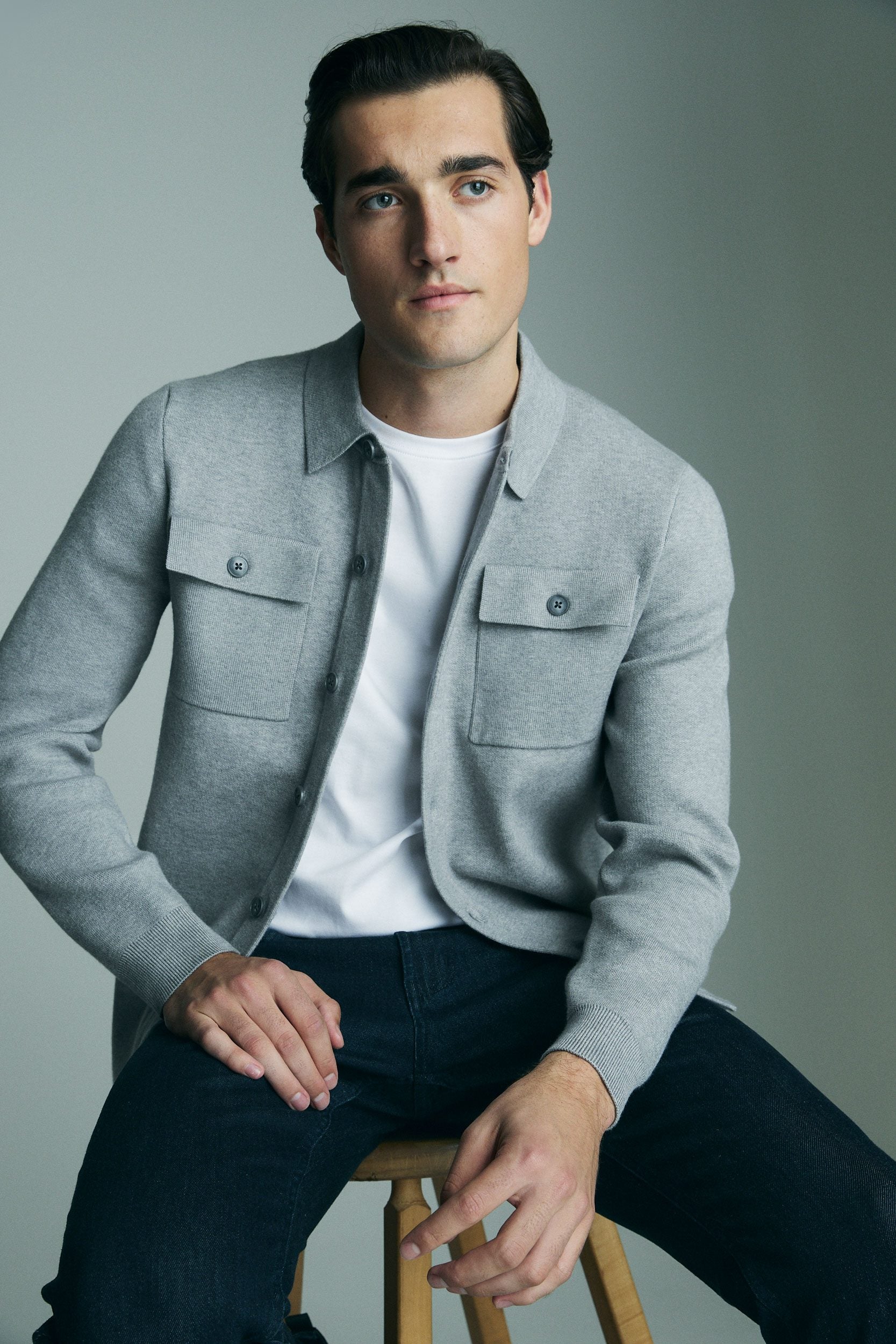 Cardigan en tricot allure surchemise